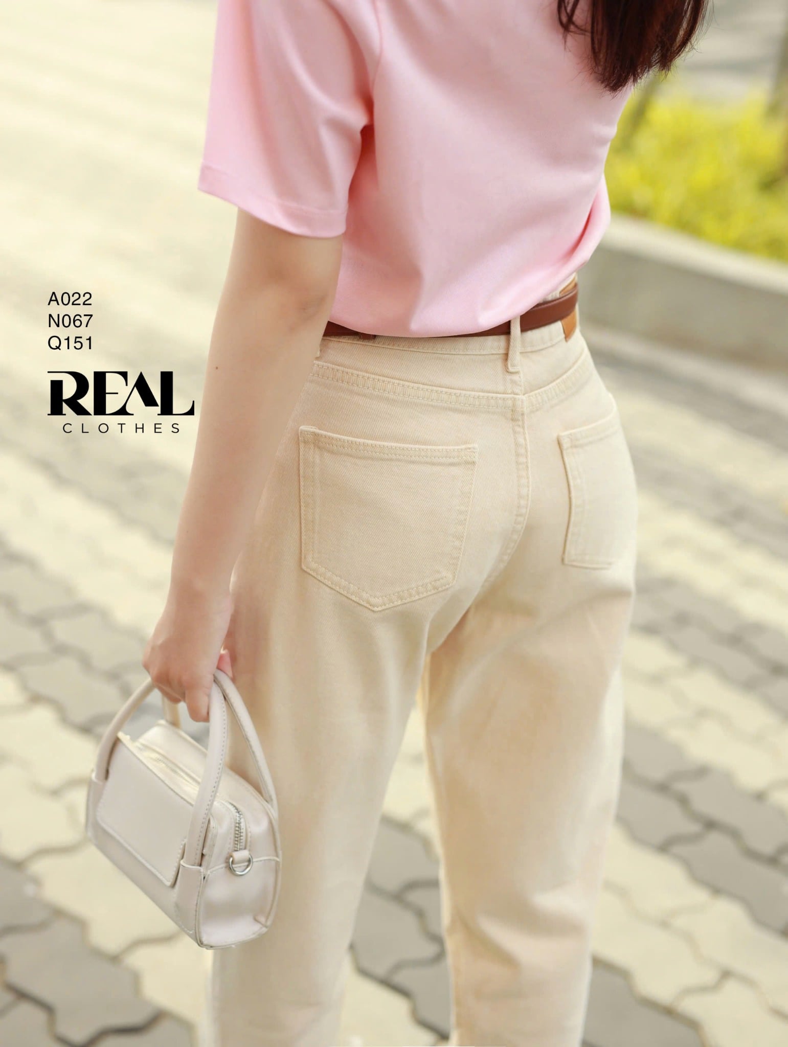 Quần Jeans baggy kem SALE