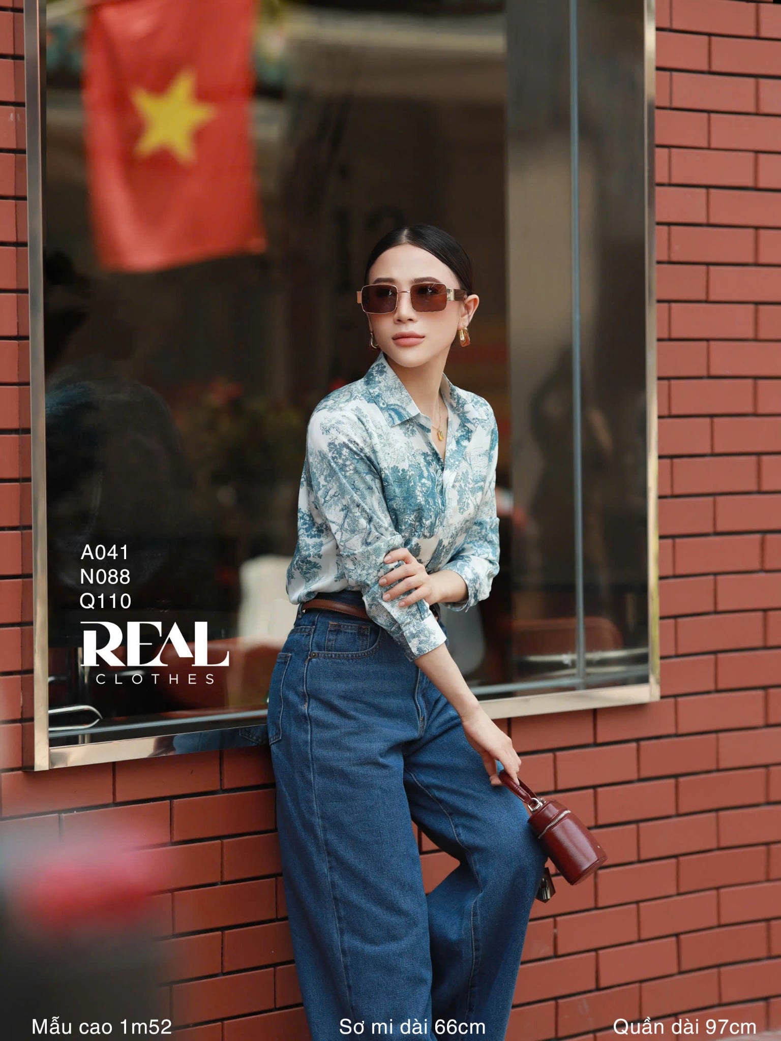 Quần Jeans suông xanh