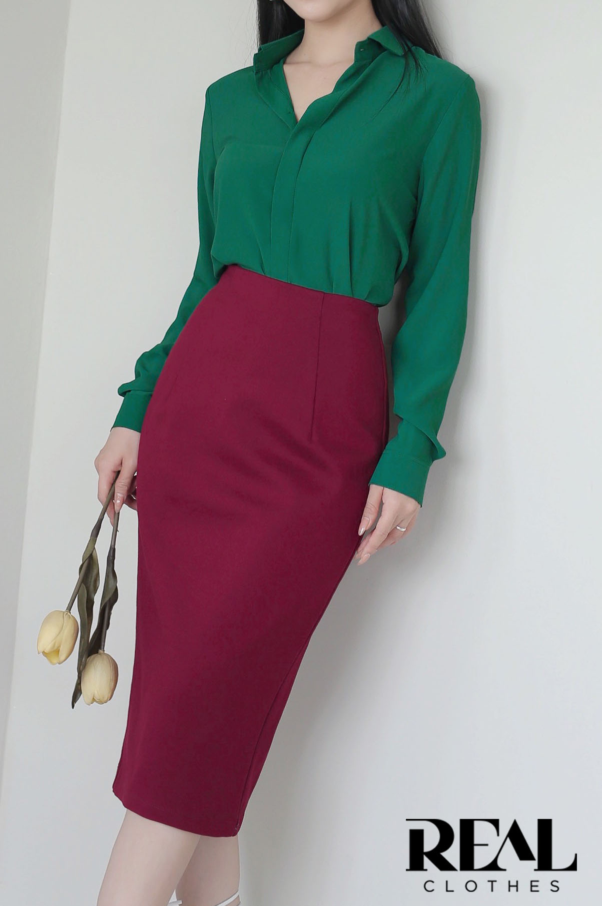 Bút chì midi thun đỏ đô SALE