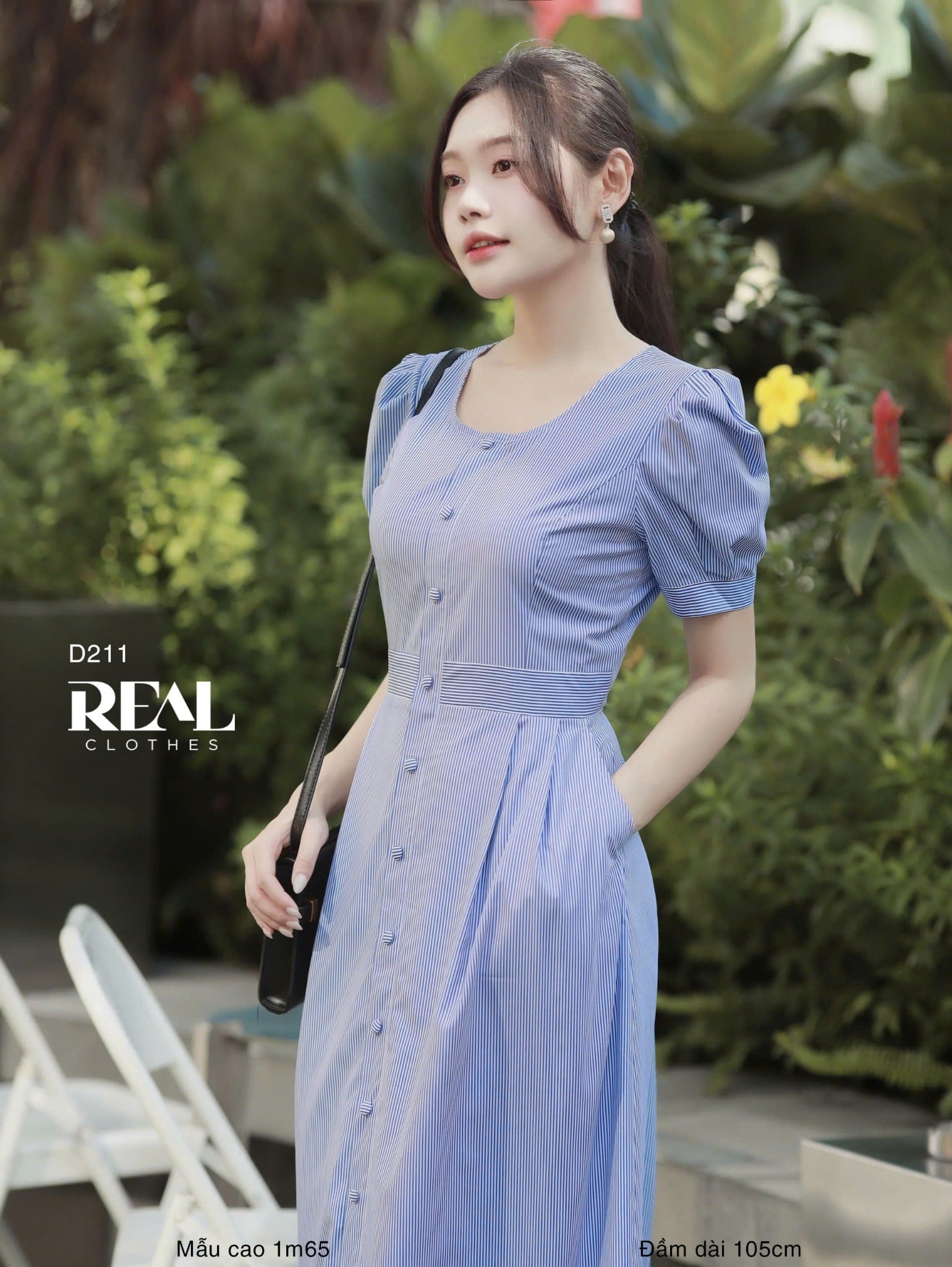 Đầm Clara sọc xanh SALE