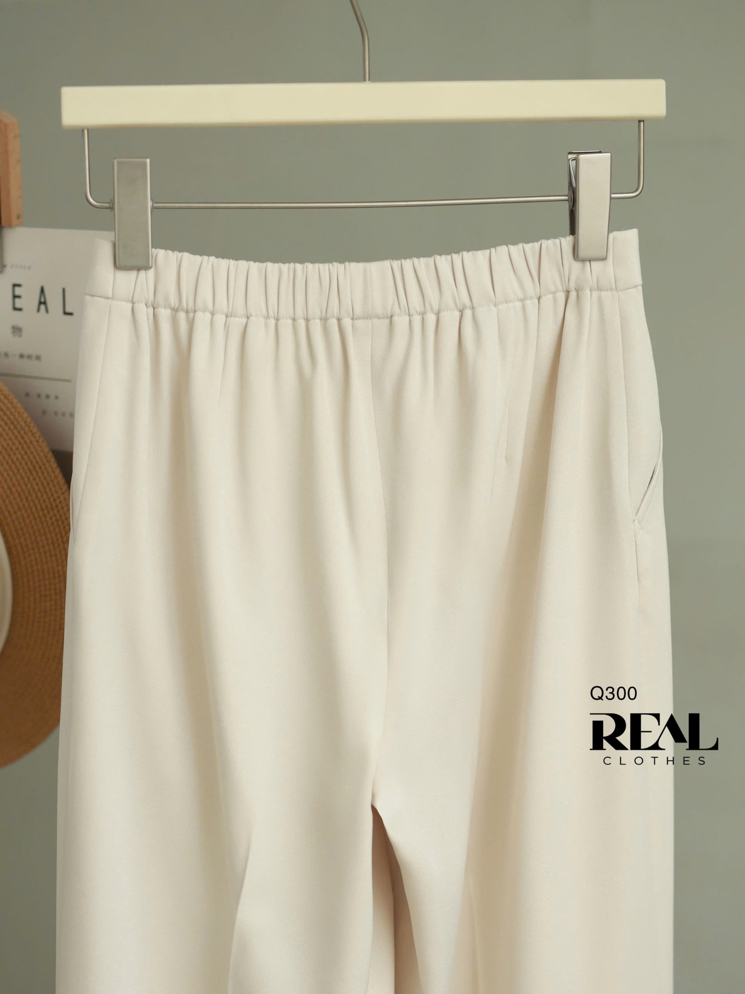 Quần lưng thun suông kem SALE