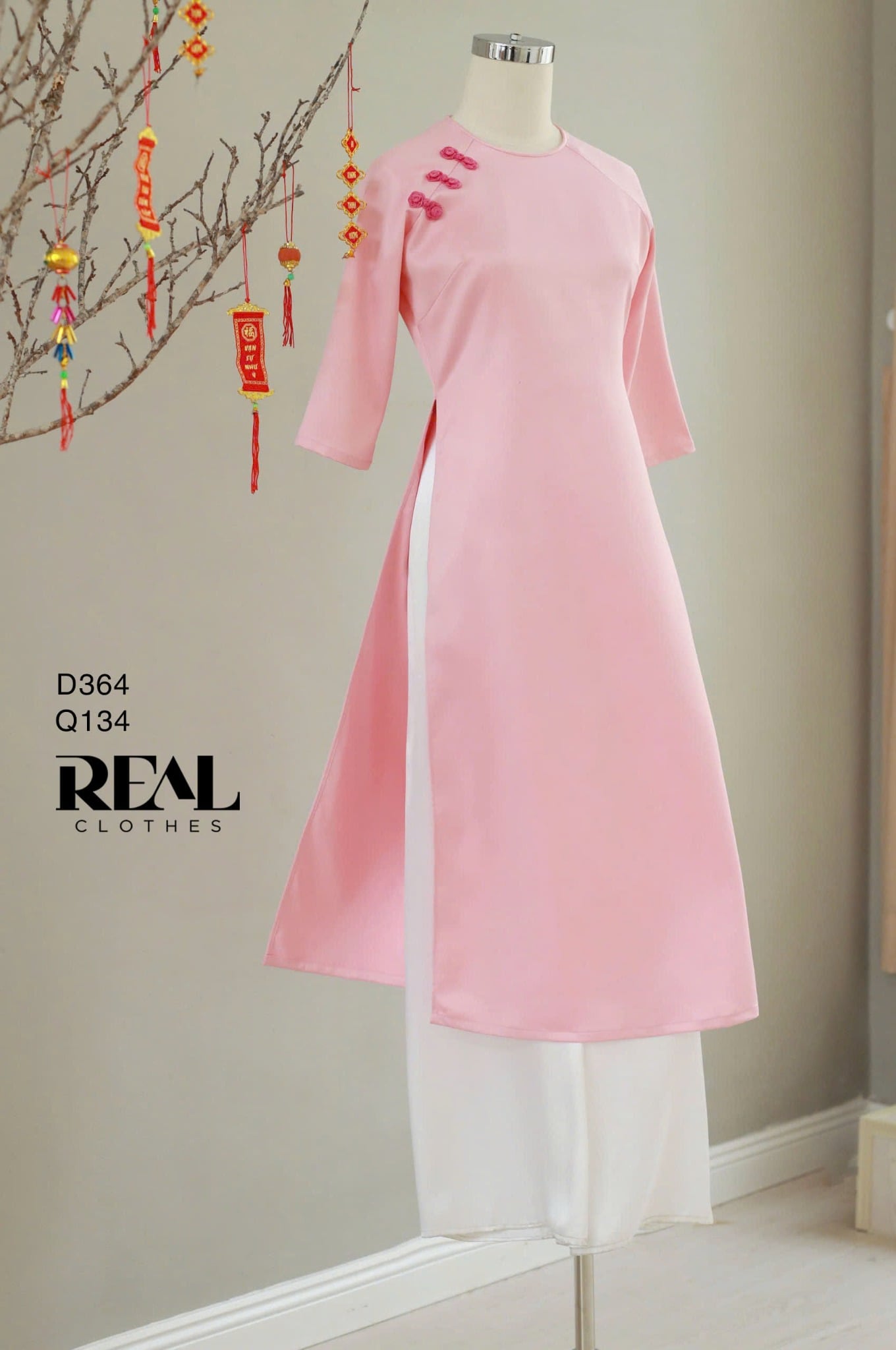 Áo dài cách tân Tafta hồng - size S