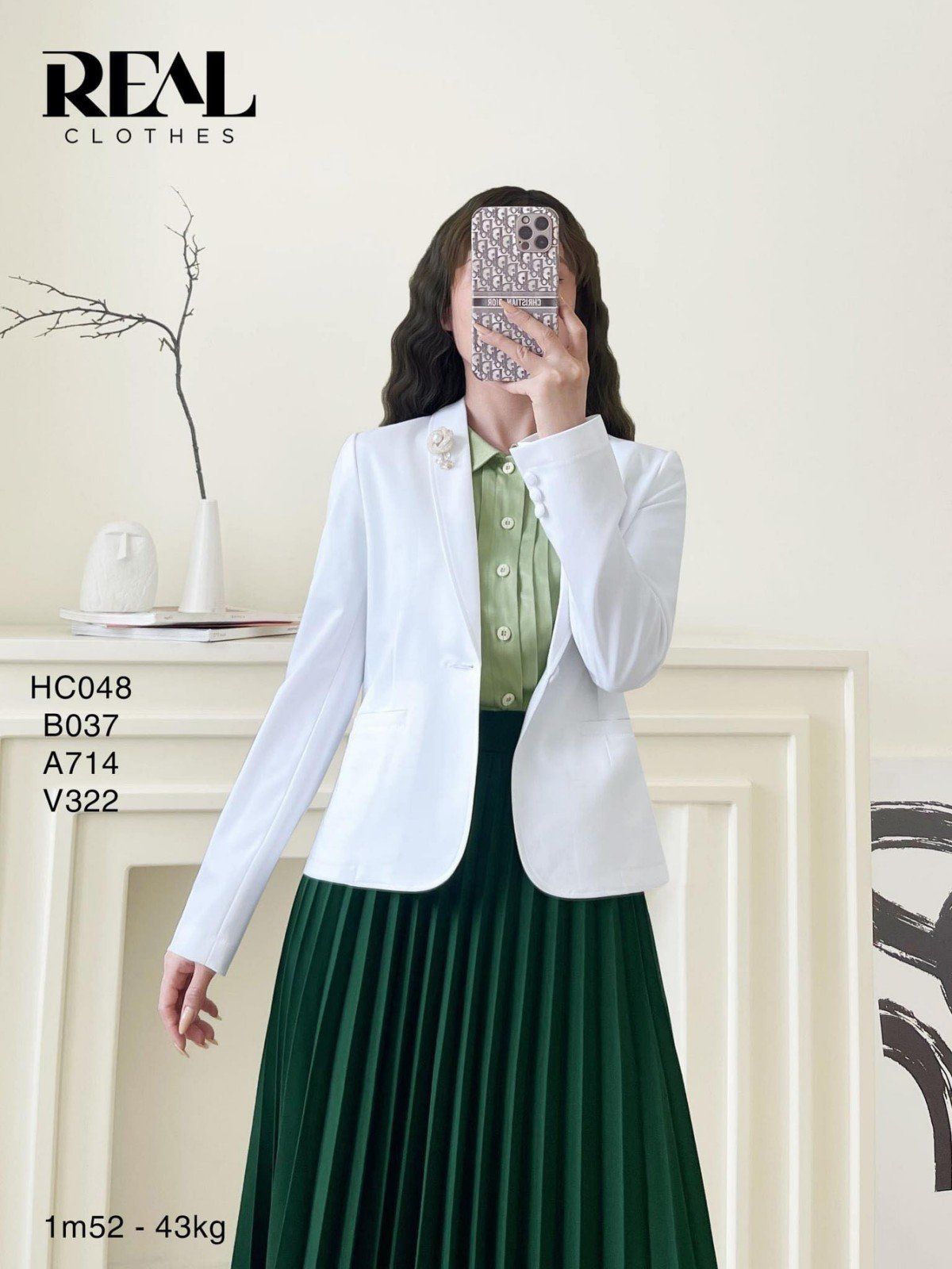  Blazer ngắn tay dài trắng 