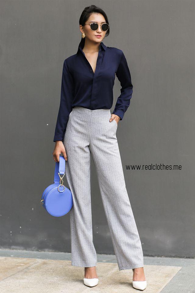 Sơ mi cổ mềm xanh đen