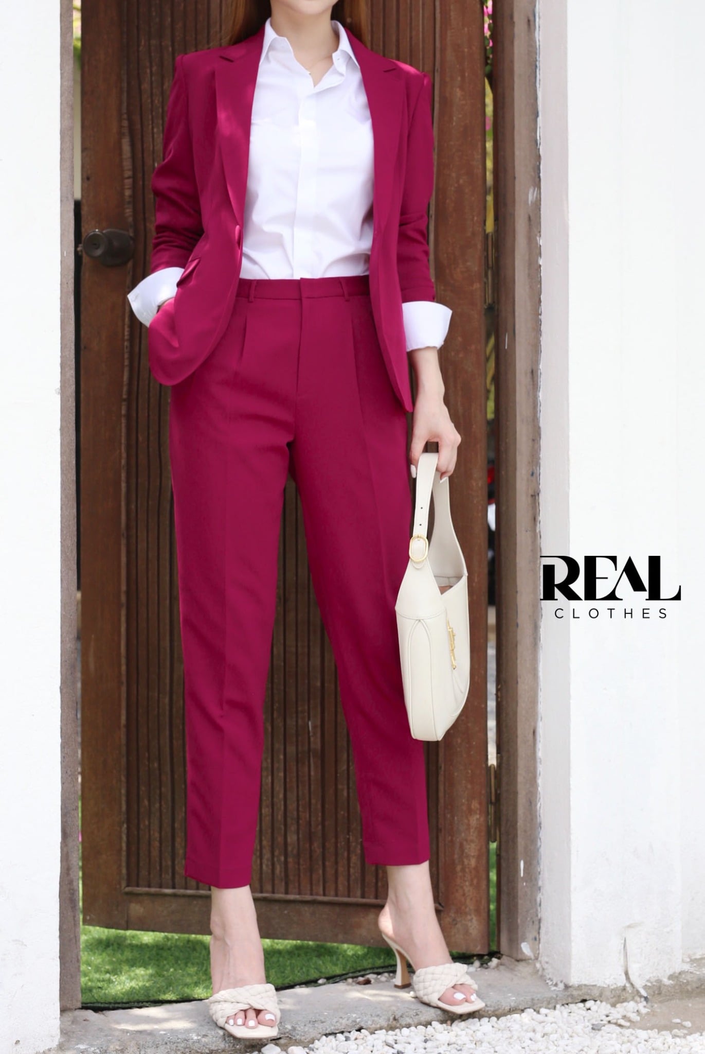 Blazer 2 lớp hồng cẩm