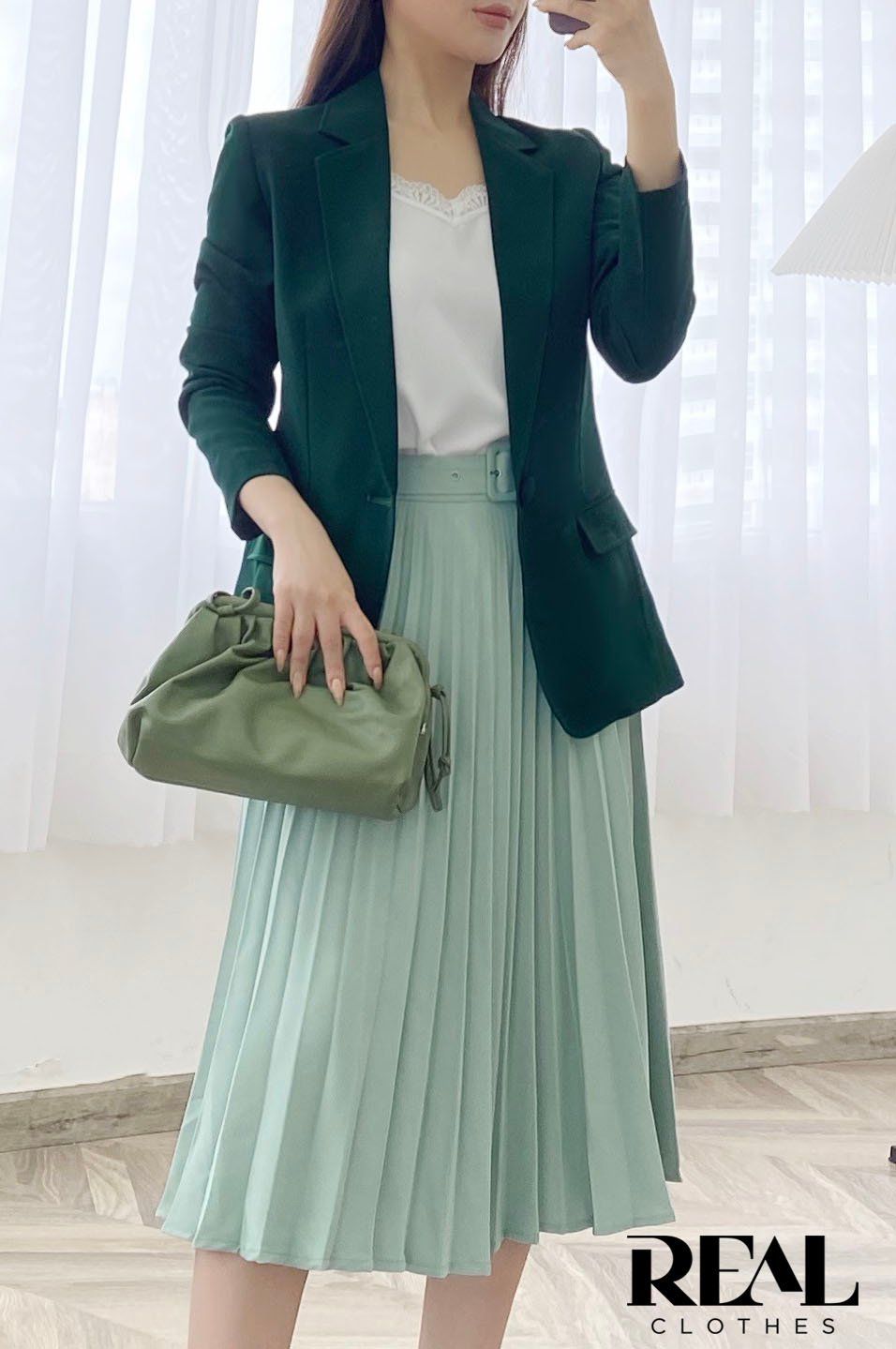  Blazer 2 lớp xanh lá 