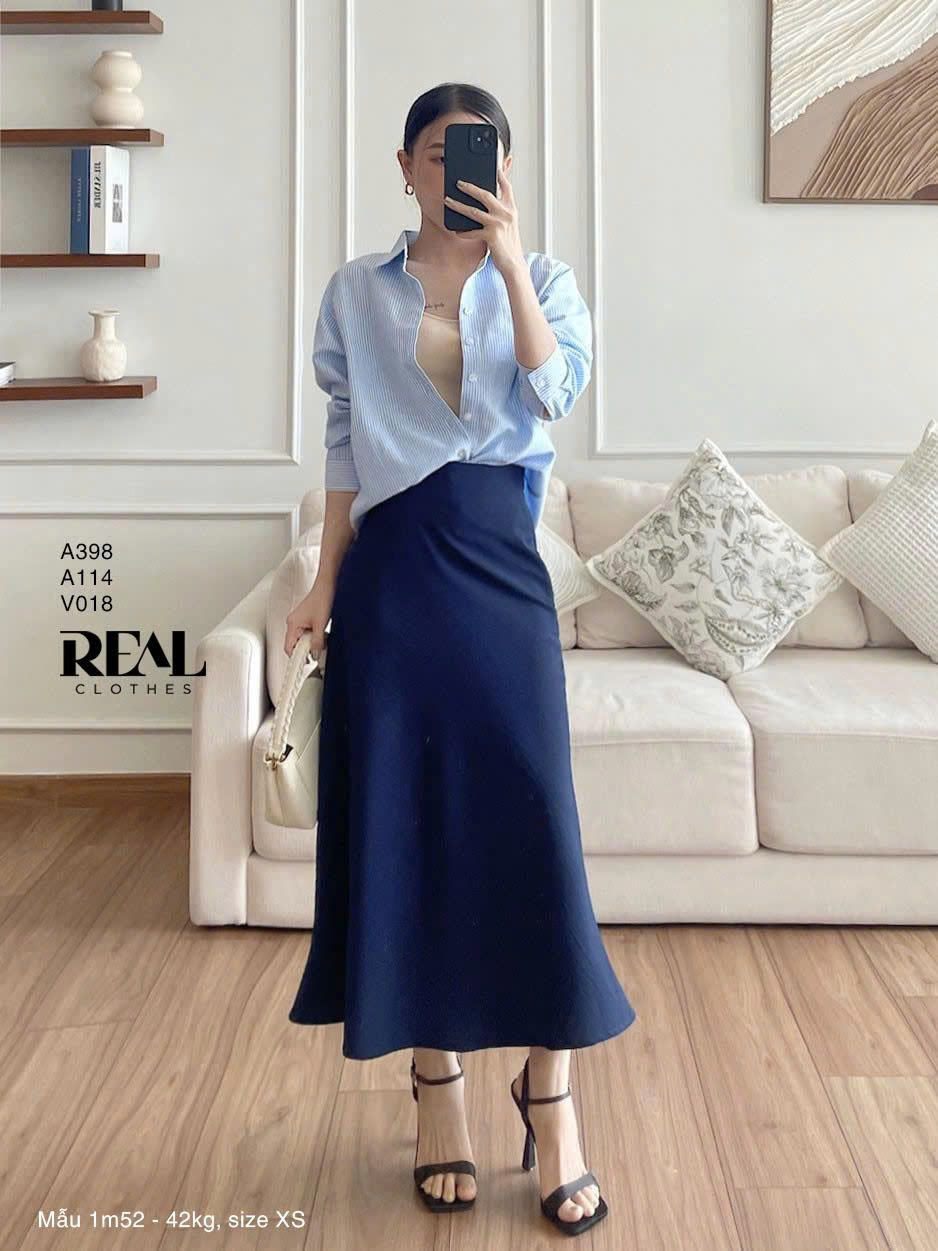 Sơ mi form rộng sọc blue SALE