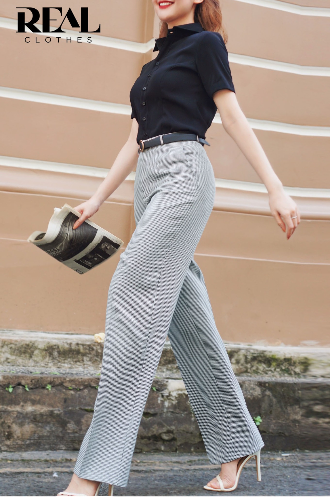 Quần suông Paris zigzag đen