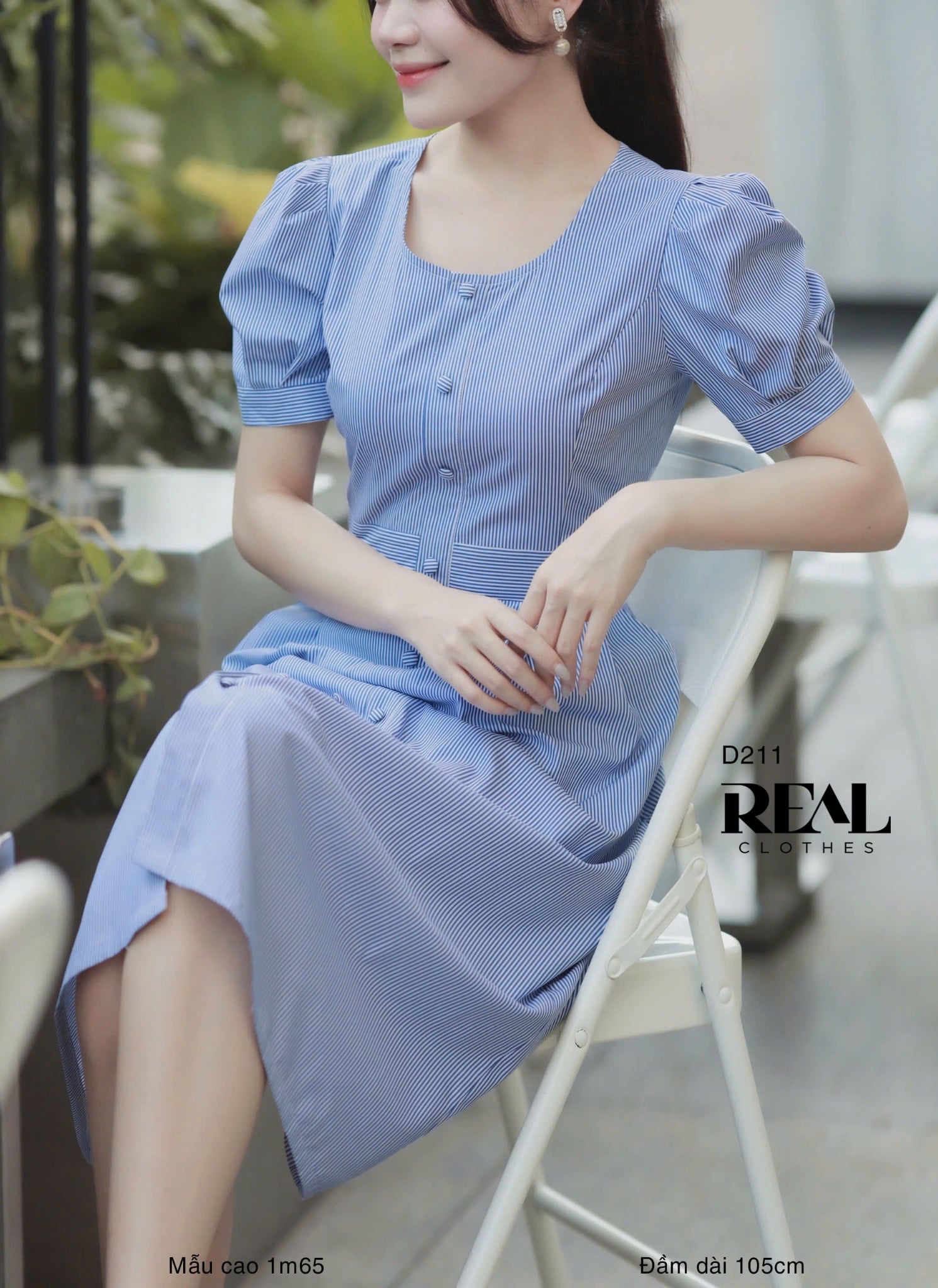 Đầm Clara sọc xanh SALE