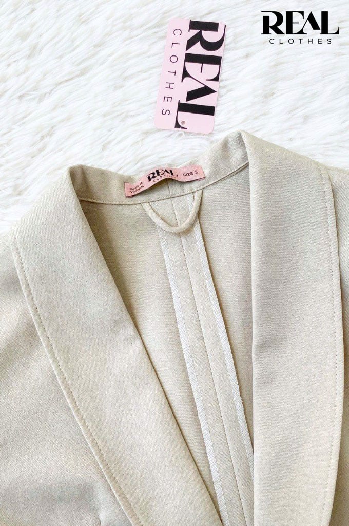 Blazer dài kem