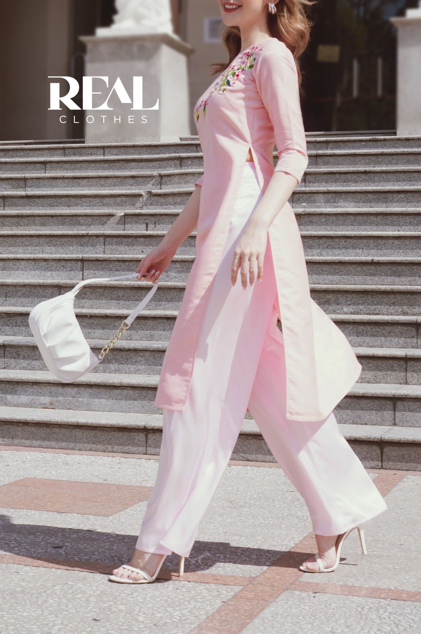 Áo dài cách tân Rose thêu - size XS