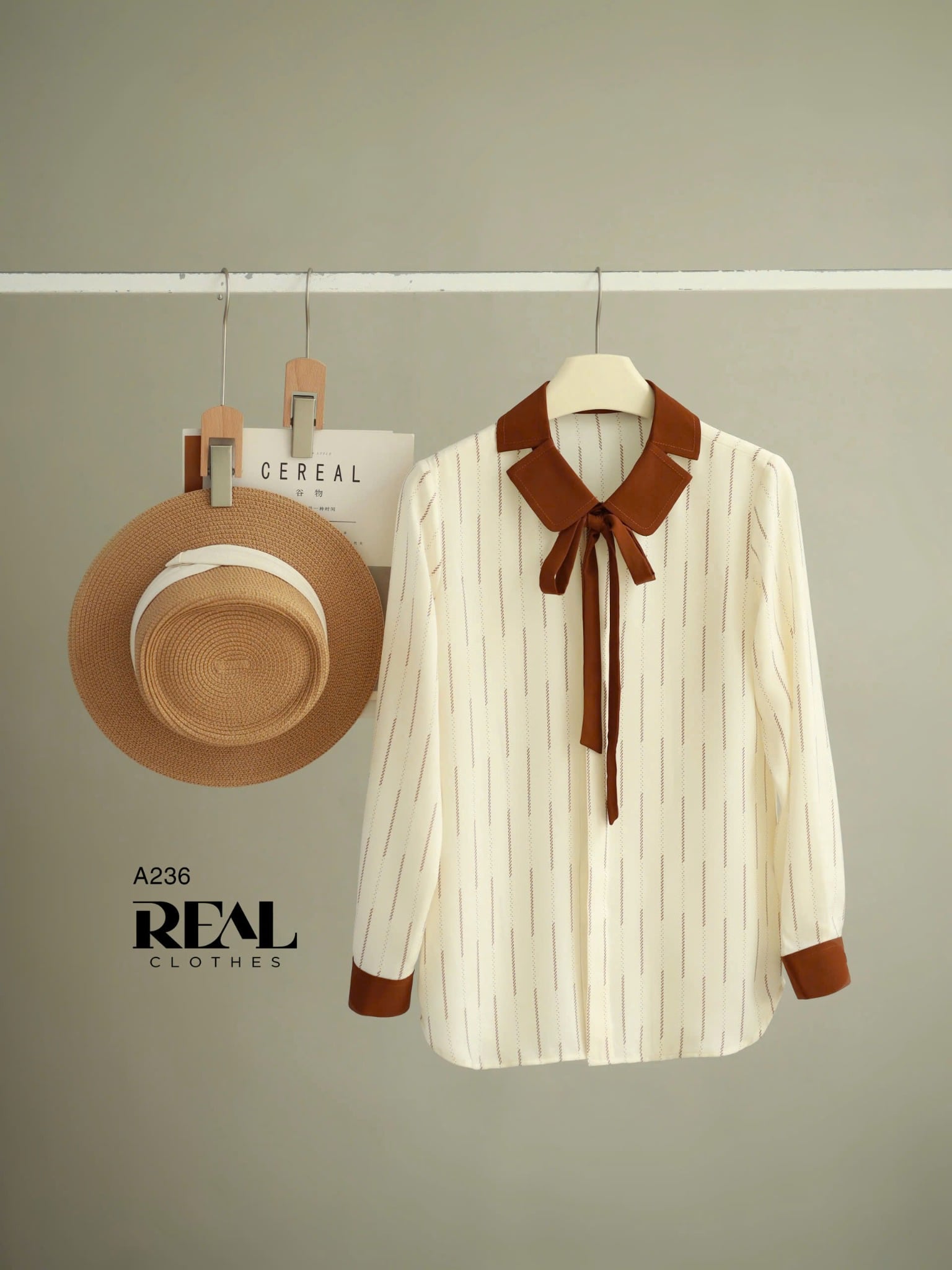 Sơ mi Hàn Quốc sọc nâu