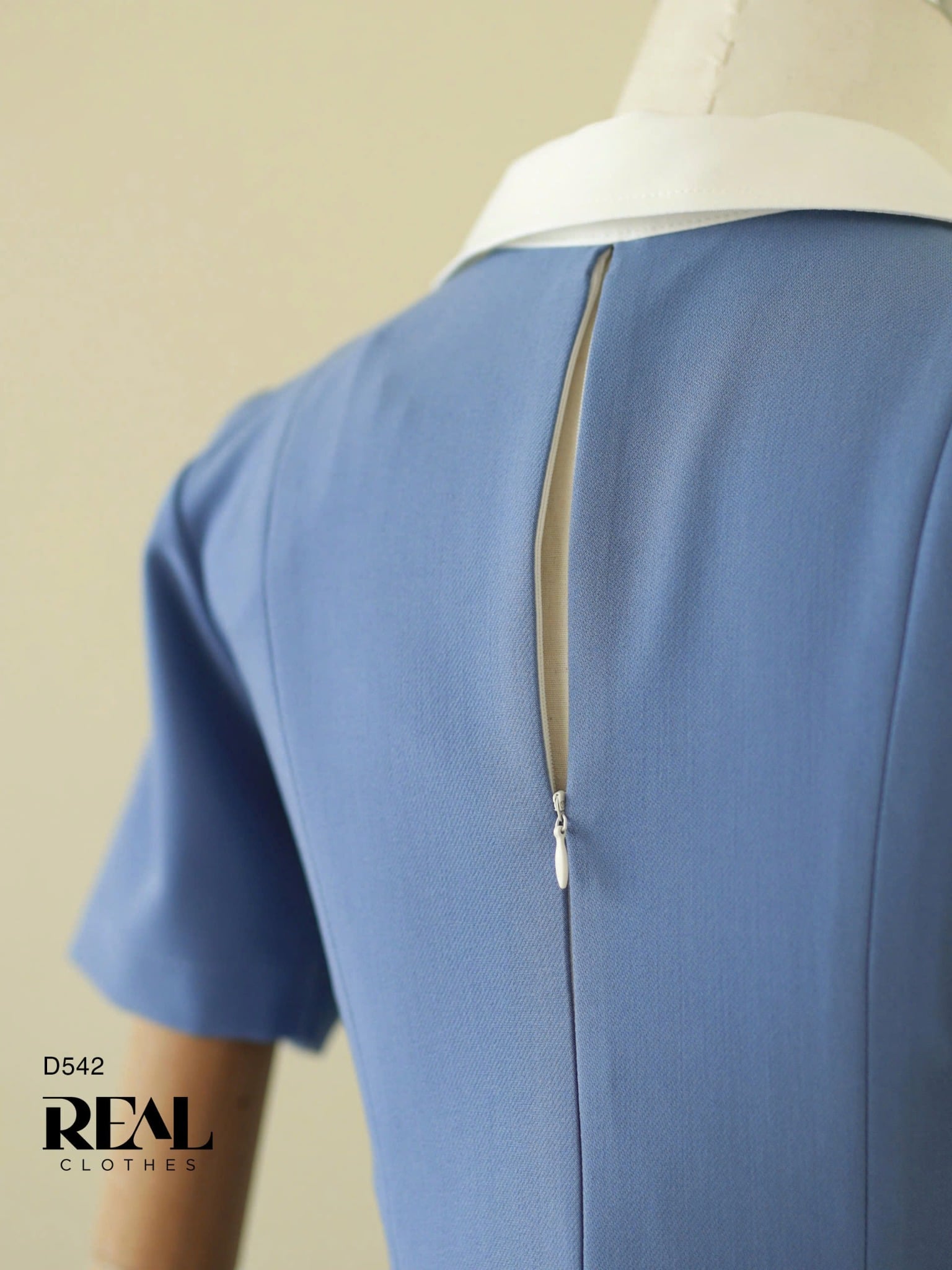 Đầm 8 mảnh zipper xanh đậm