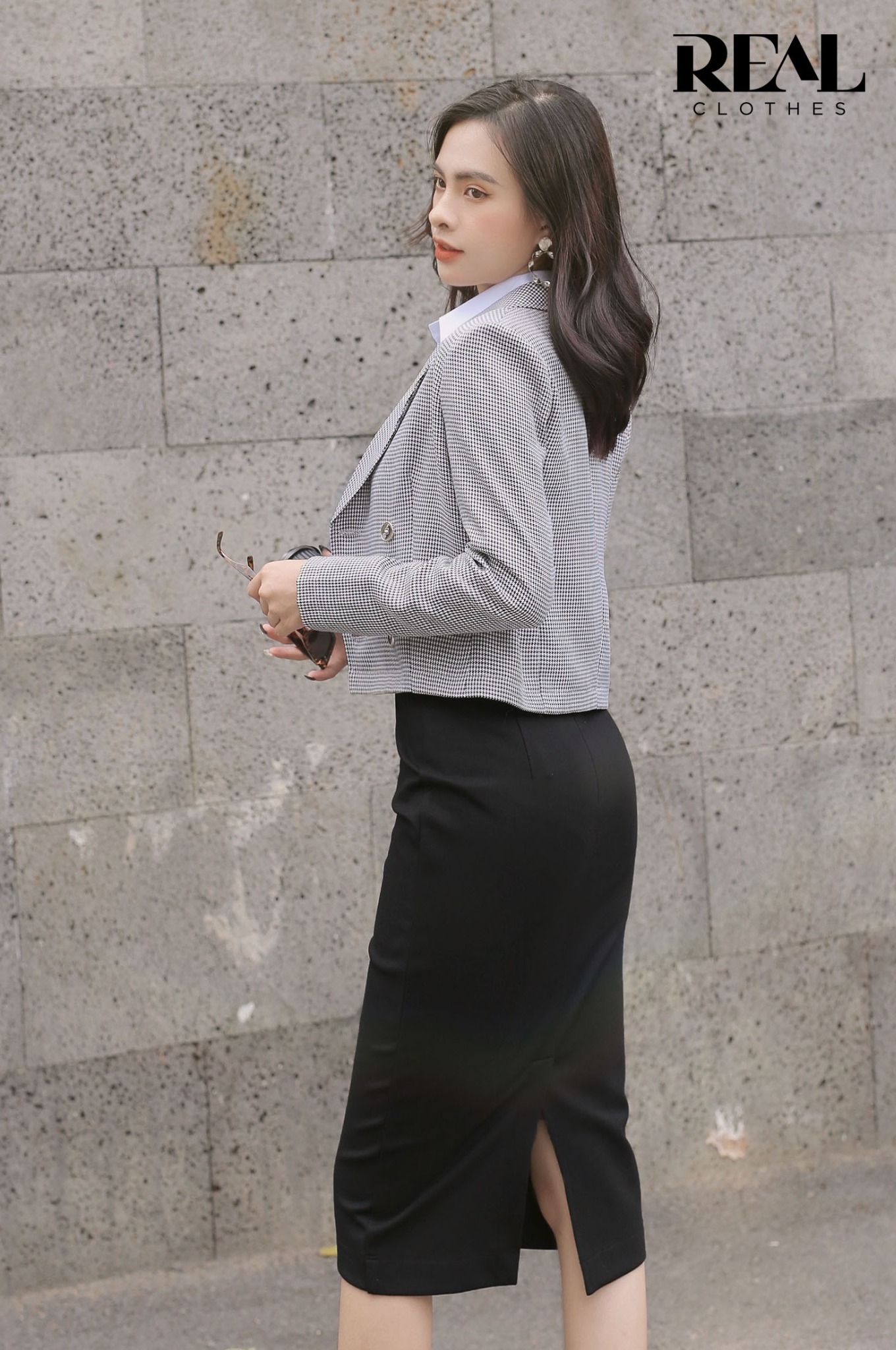 Blazer Lisa zigzag đen SALE