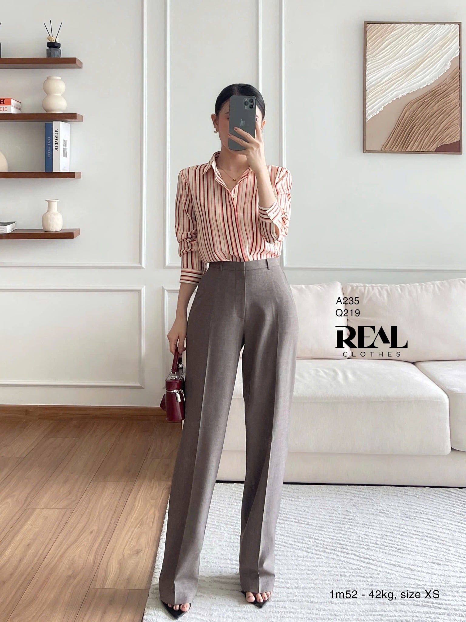 Quần suông Paris xám nâu