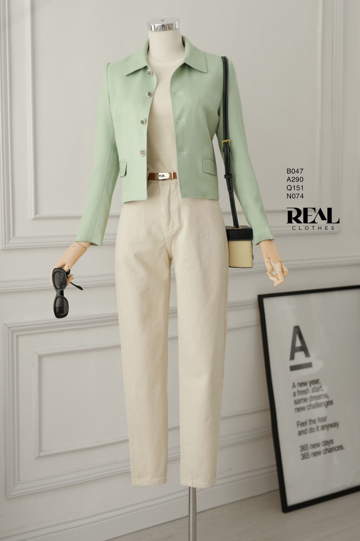 Blazer cổ lá sen xanh bơ