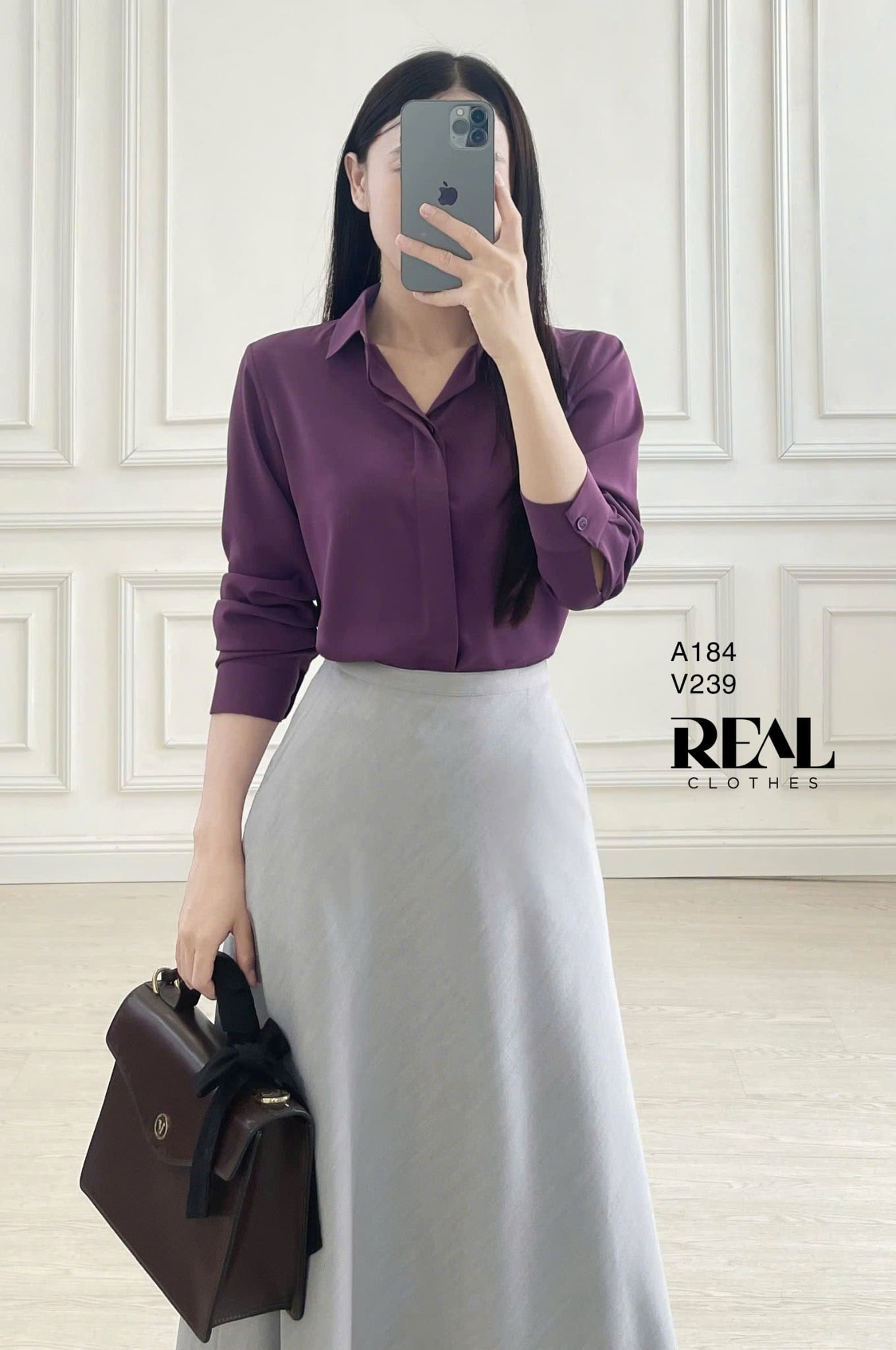 Sơ mi cổ mềm tím