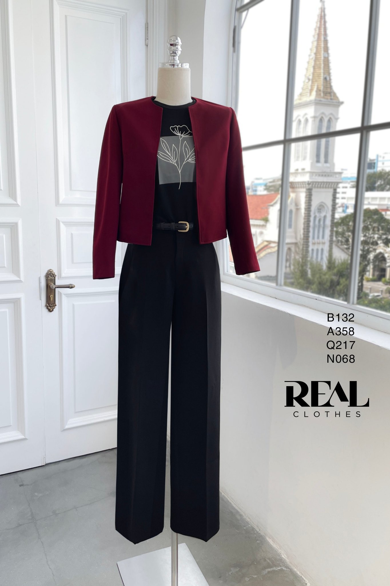 Blazer cổ tròn cindy đỏ