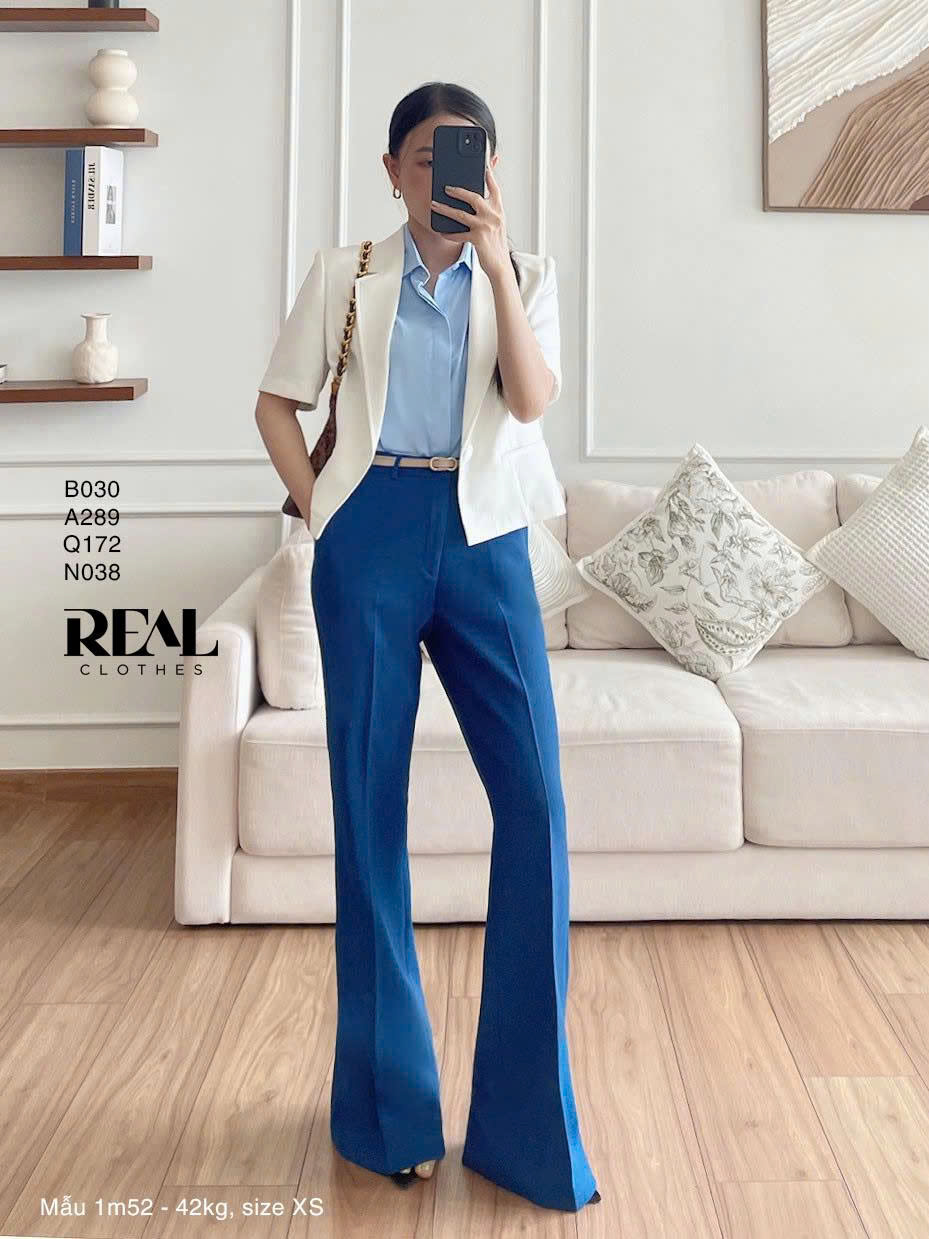 Quần loe cindy xanh cổ vịt SALE