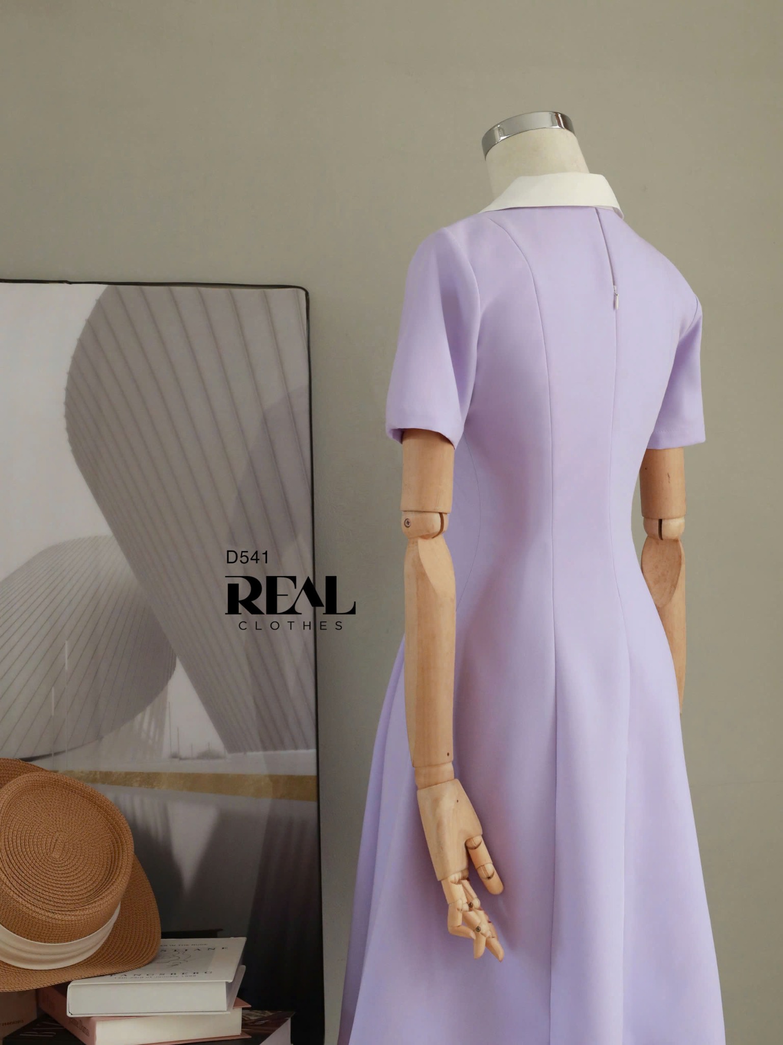 Đầm 8 mảnh zipper tím nhạt