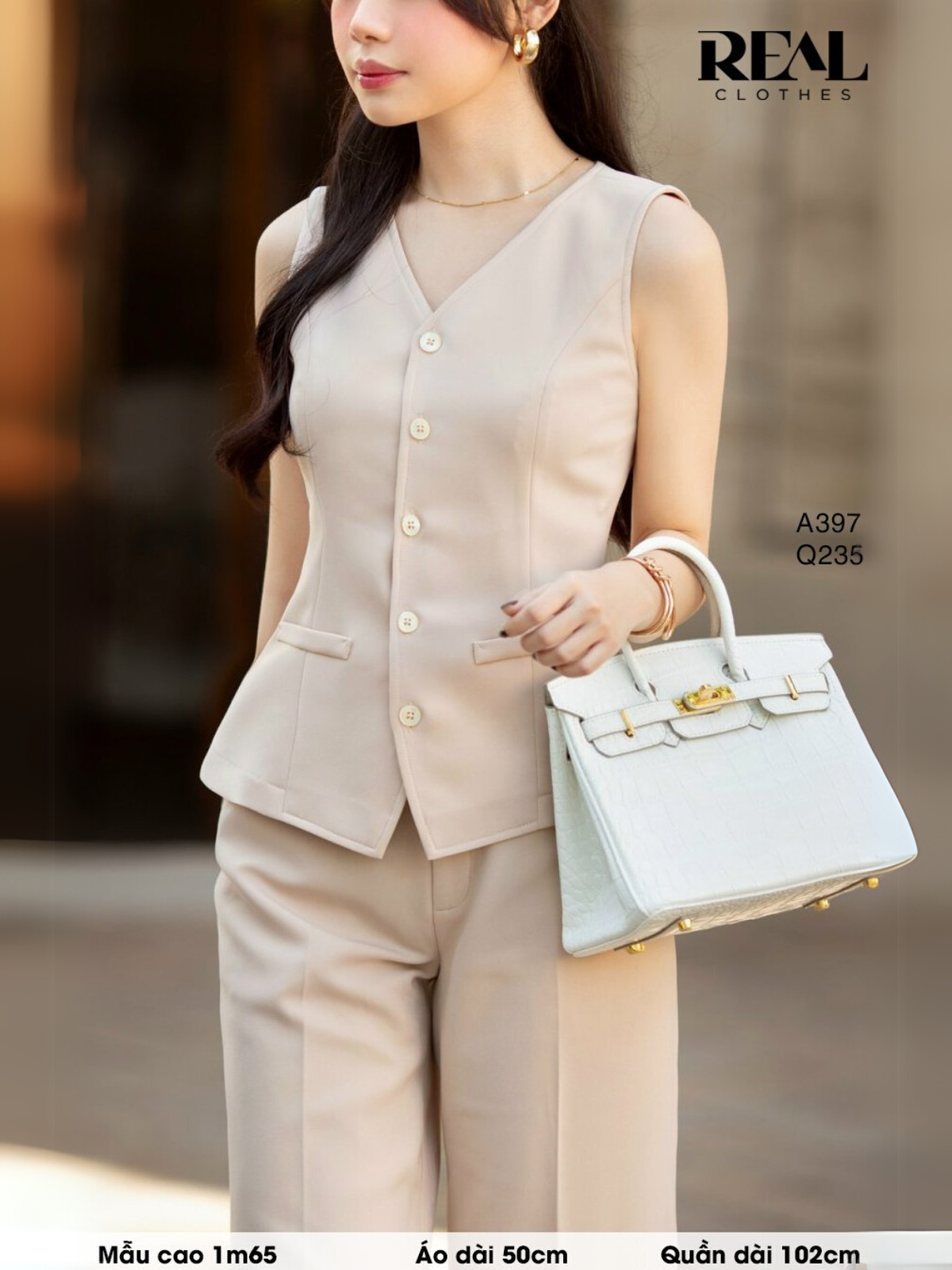 Áo kiểu ghile nude