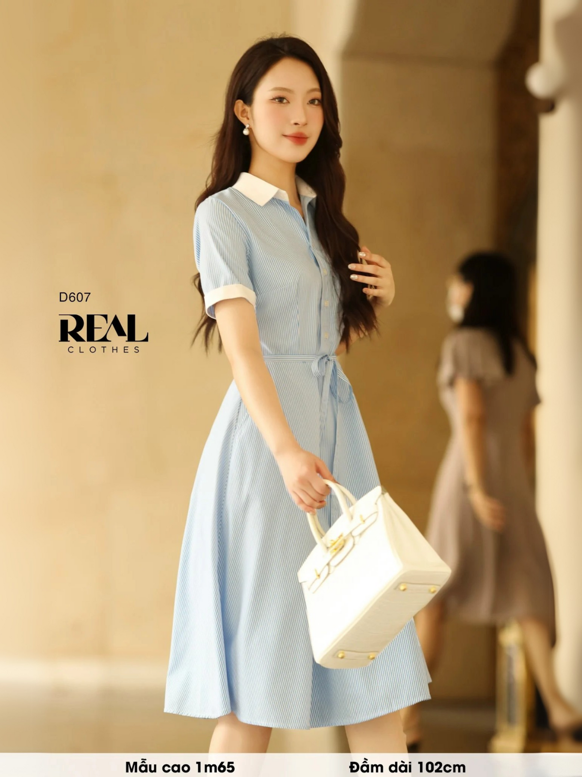 Đầm sơ mi xòe blue SALE