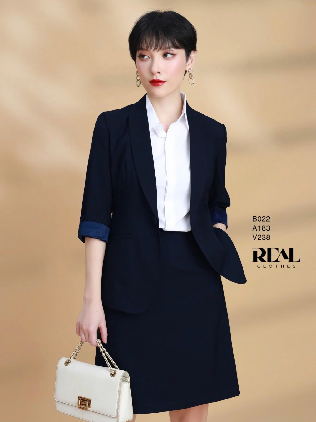 Blazer dài xanh đen satin