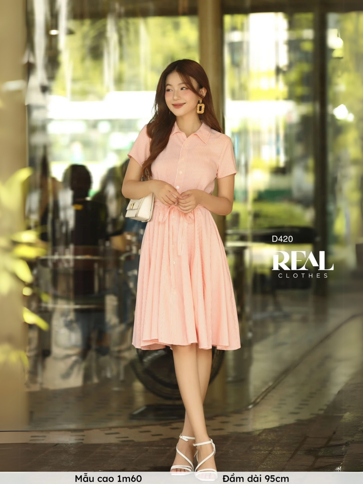 Đầm mùa hè sọc cam