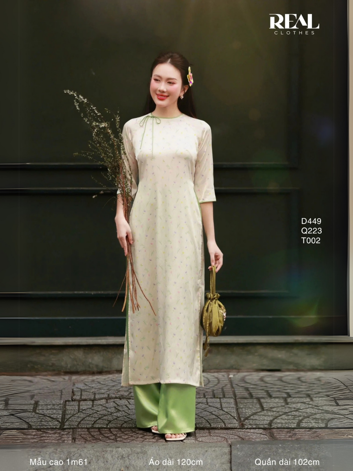  Áo Dài Cách Tân Linh Lan Cam Nhạt 