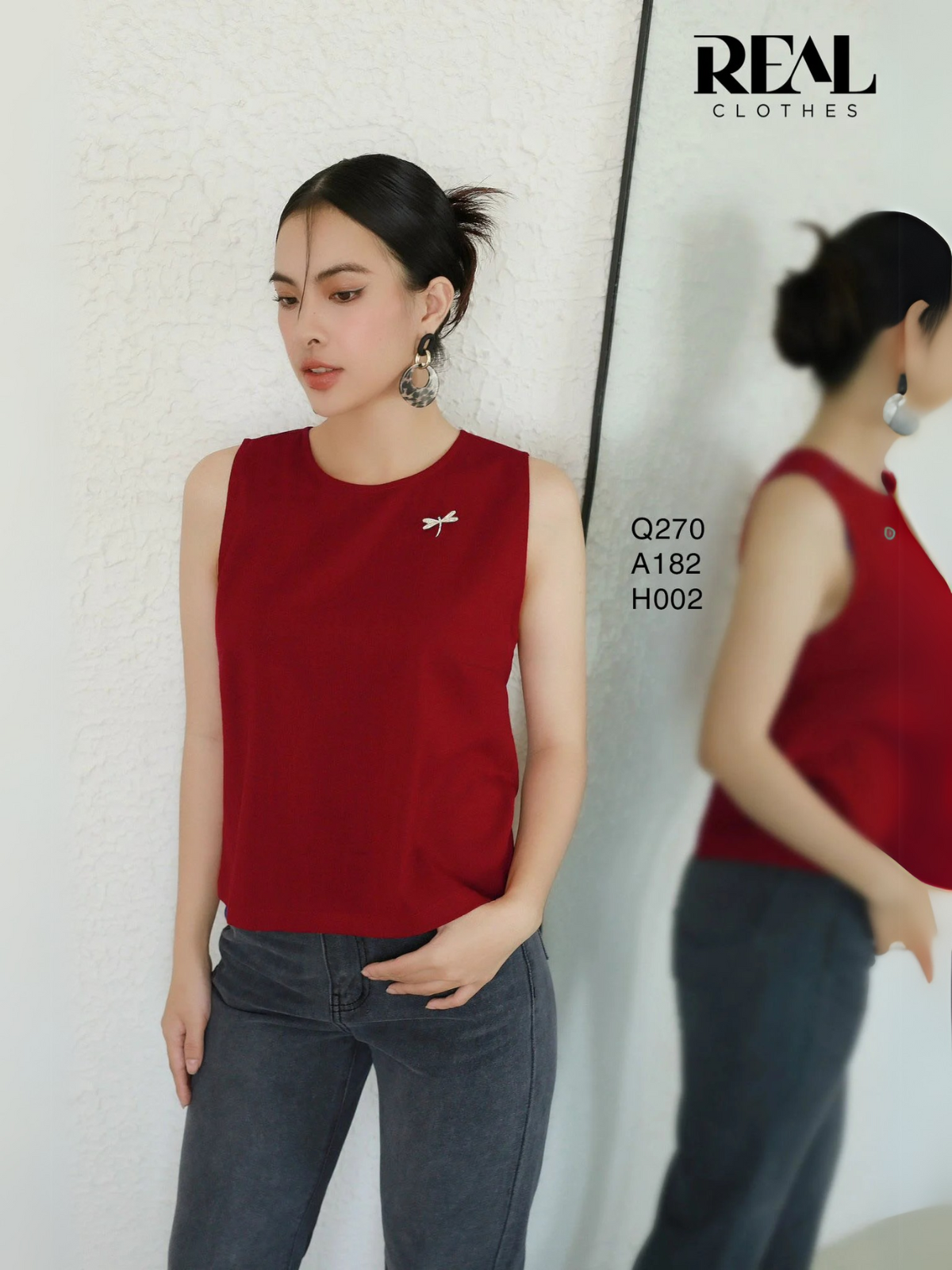 Áo linen đỏ đô SALE