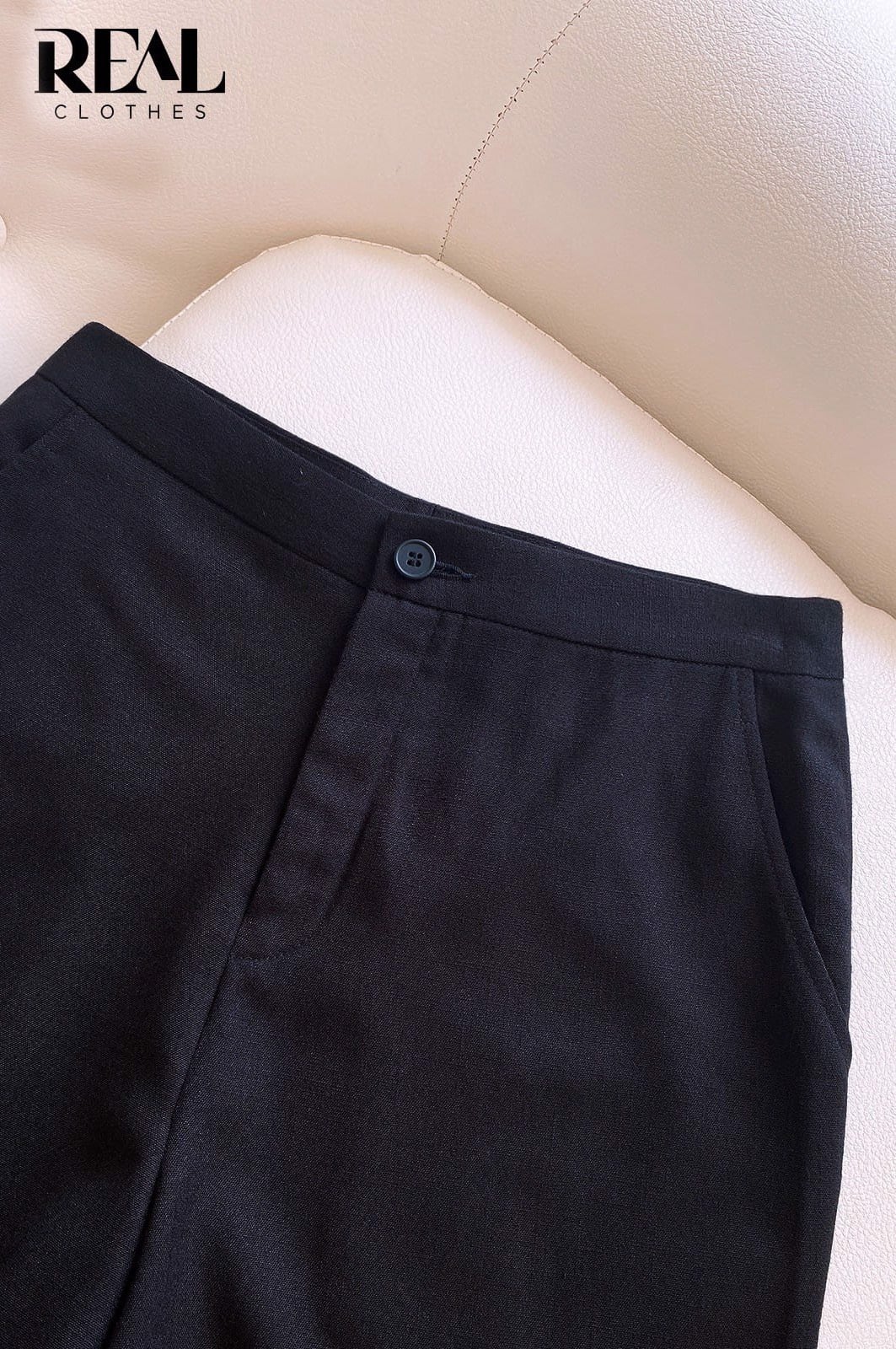 Quần suông linen đen