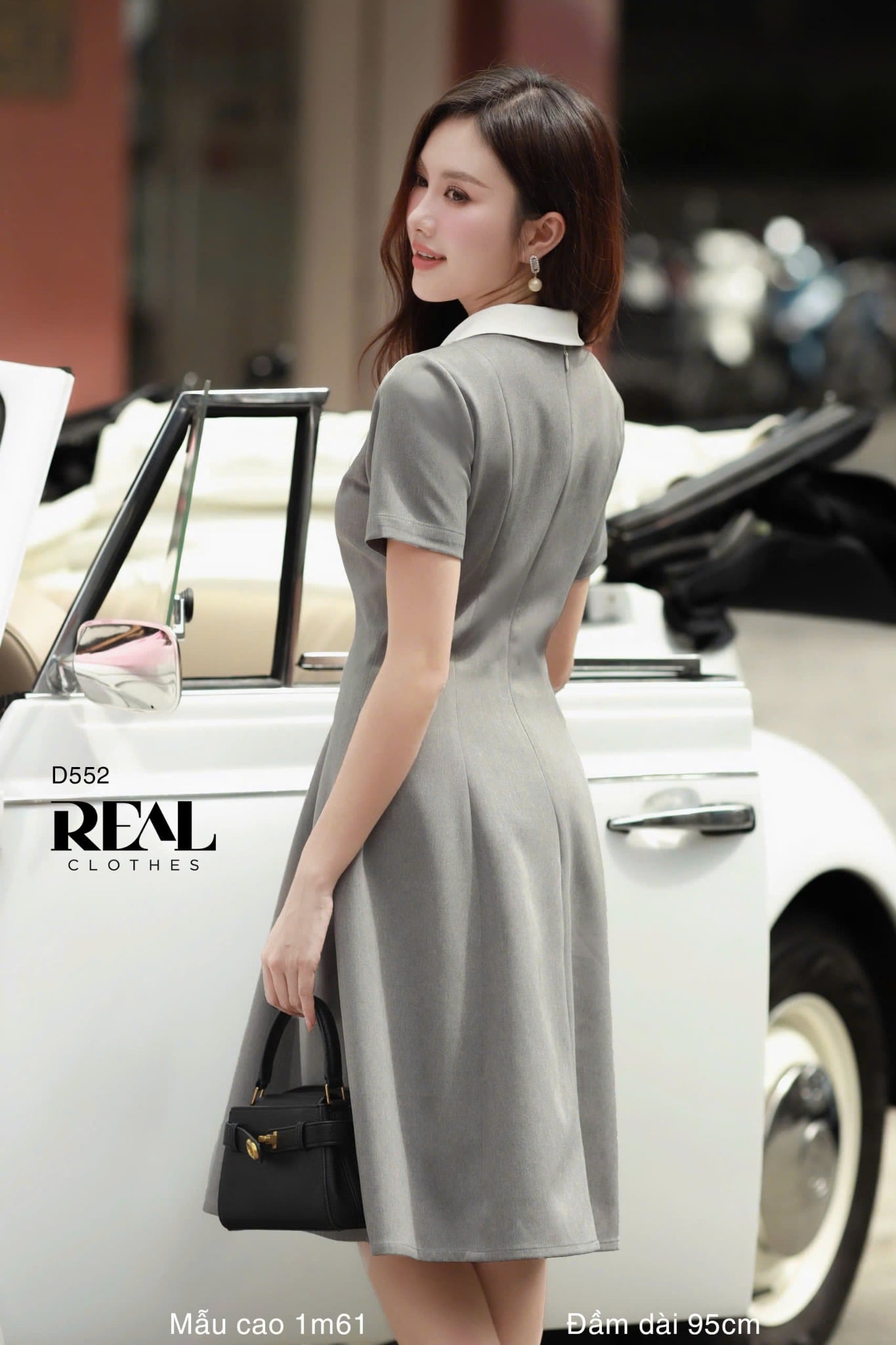 Đầm 8 mảnh zipper xám SALE