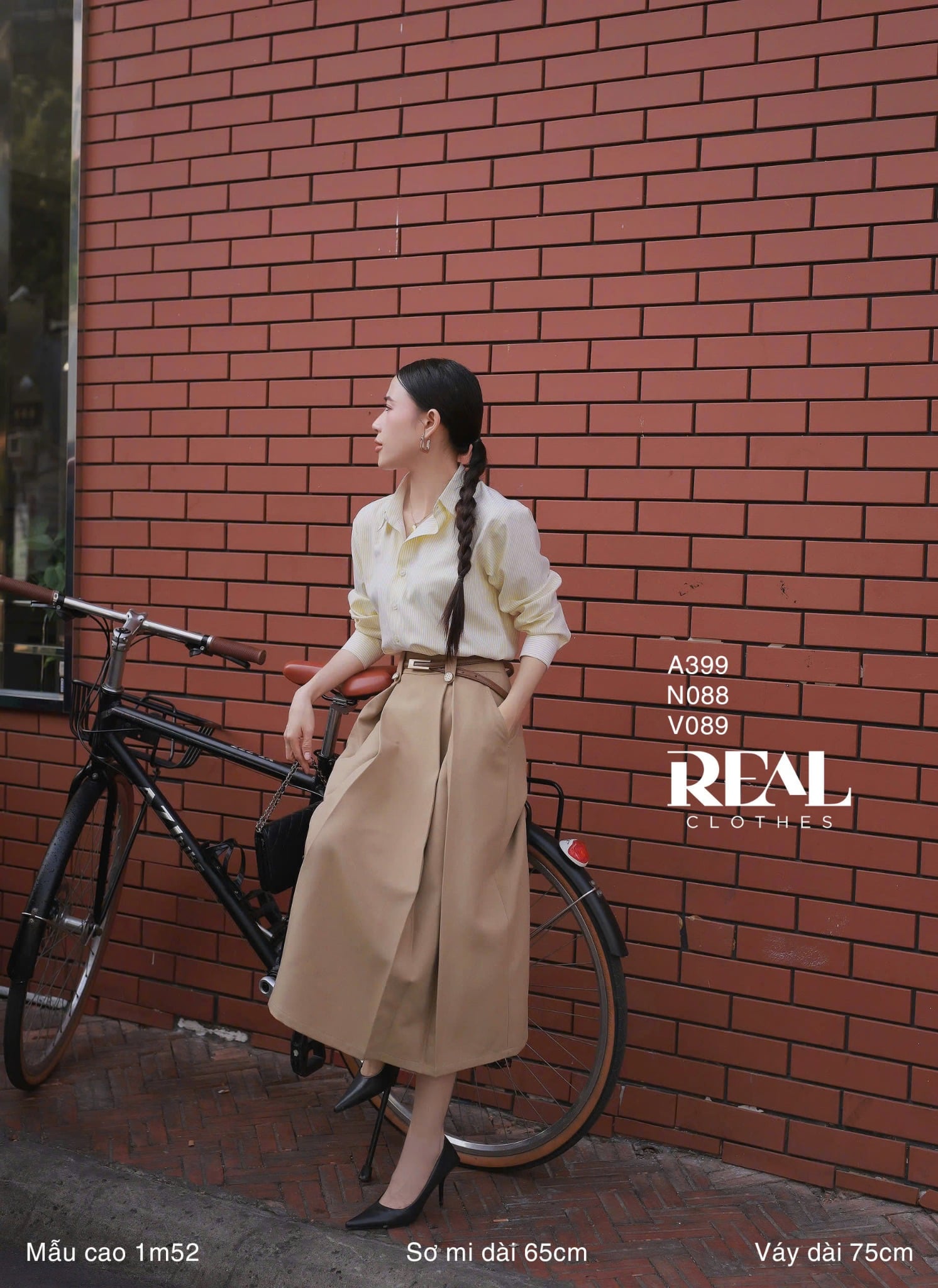 Sơ mi form rộng sọc vàng