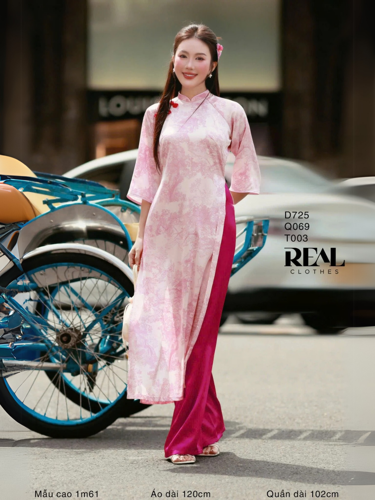  Áo dài cách tân thủy mặc hồng - size XL 