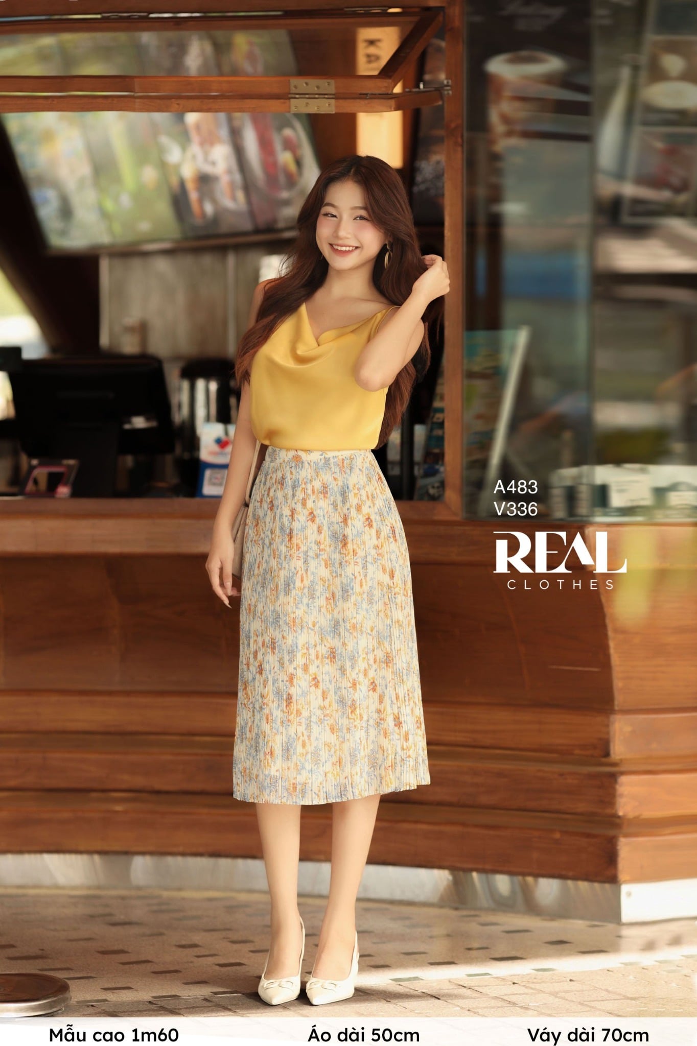 Váy dập li hoa cam FINAL SALE