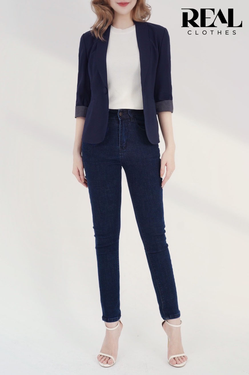 Blazer ngắn xanh đen - size XS