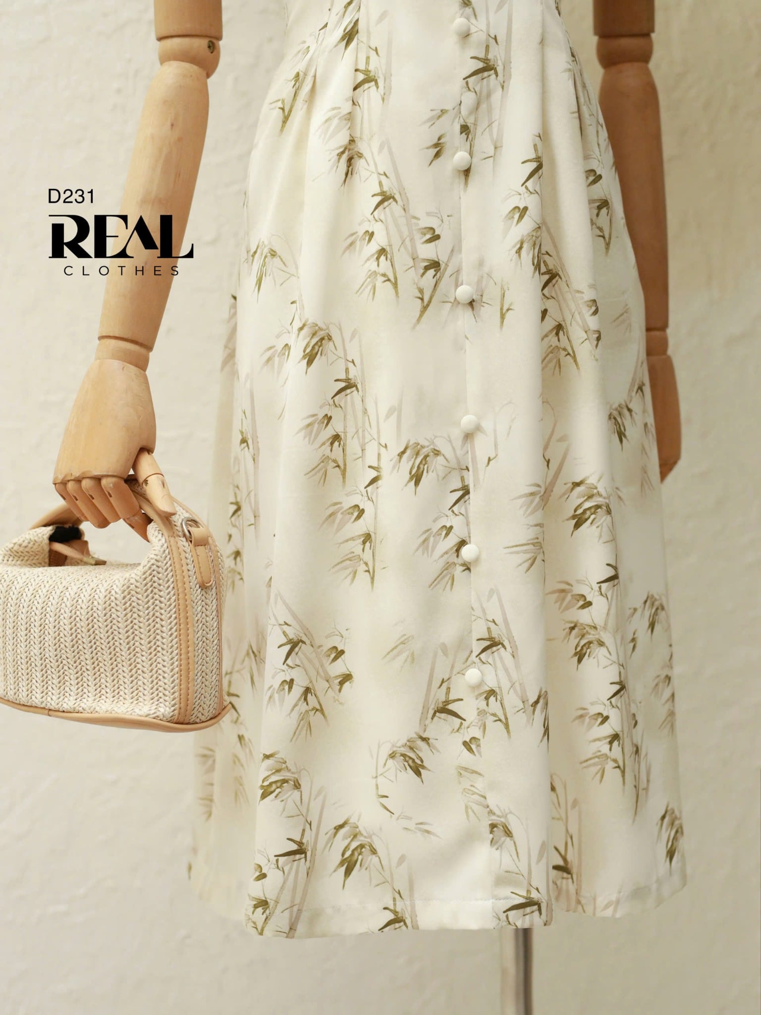 Đầm xếp eo bamboo xanh lá SALE