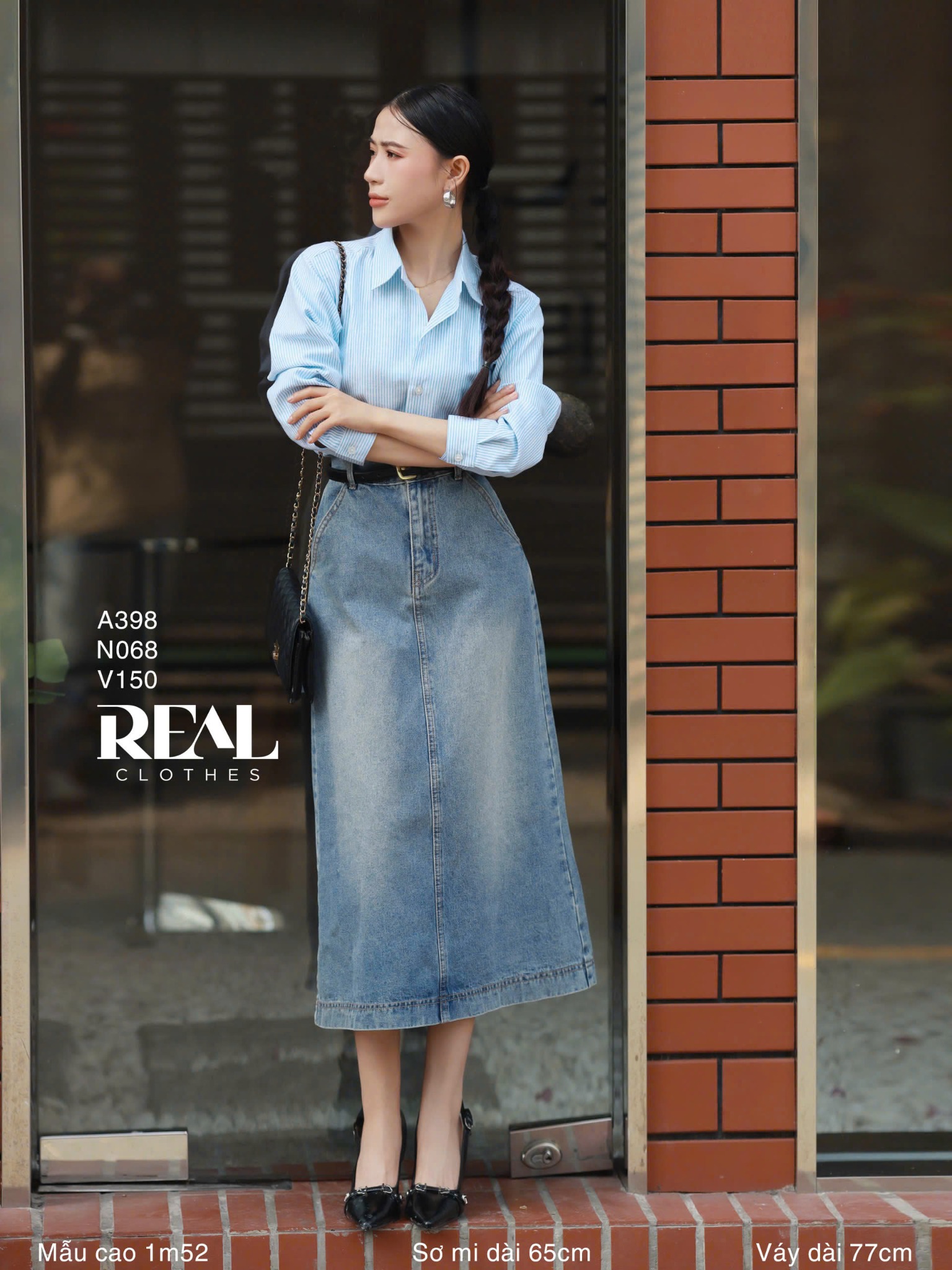 Sơ mi form rộng sọc blue SALE