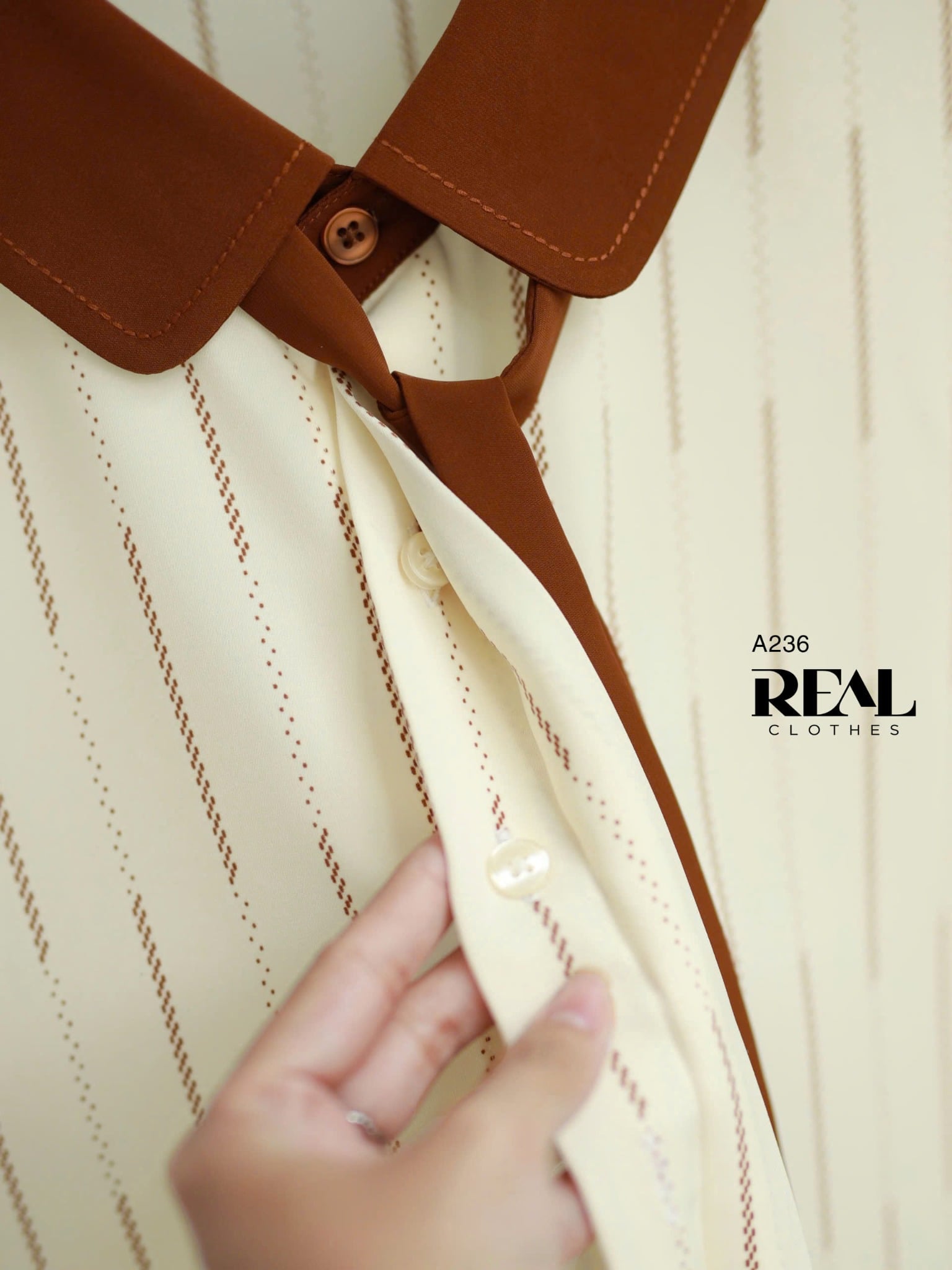 Sơ mi Hàn Quốc sọc nâu