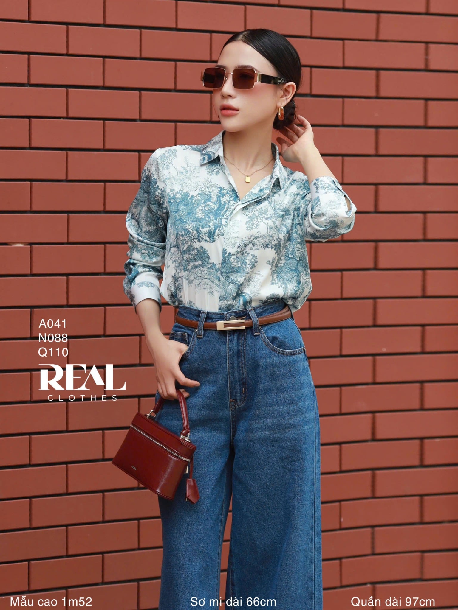 Quần Jeans suông xanh