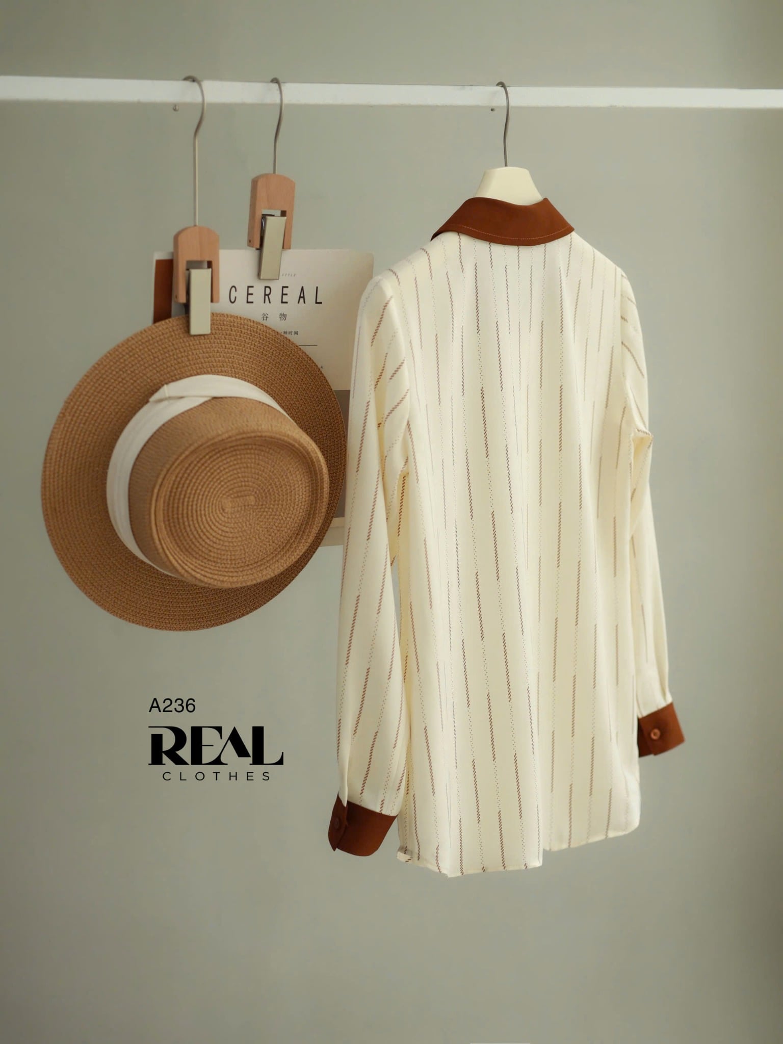 Sơ mi Hàn Quốc sọc nâu