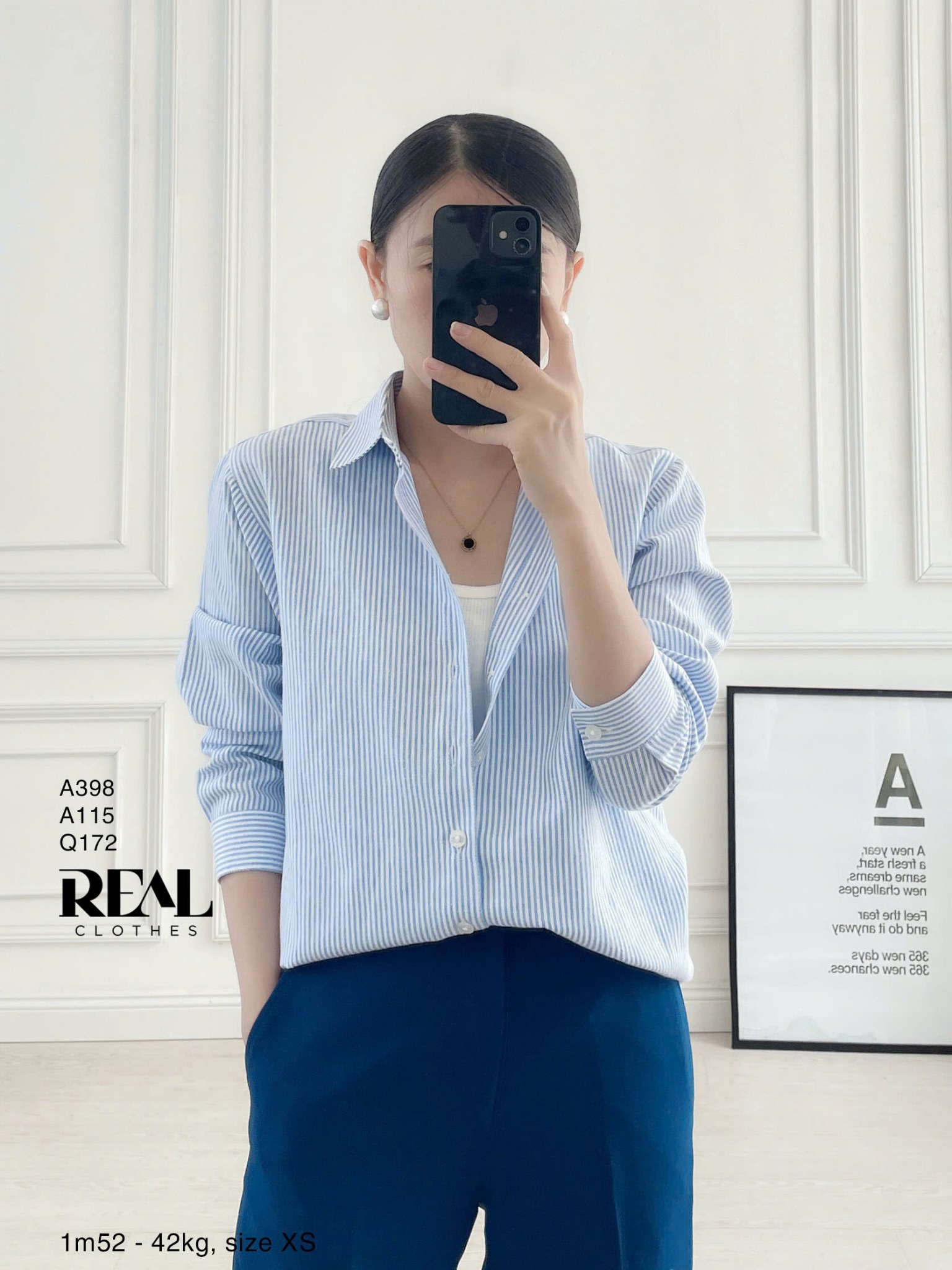 Sơ mi form rộng sọc blue SALE