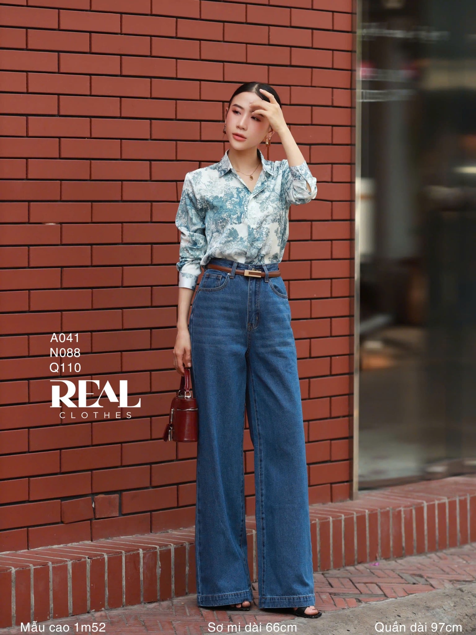 Quần Jeans suông xanh