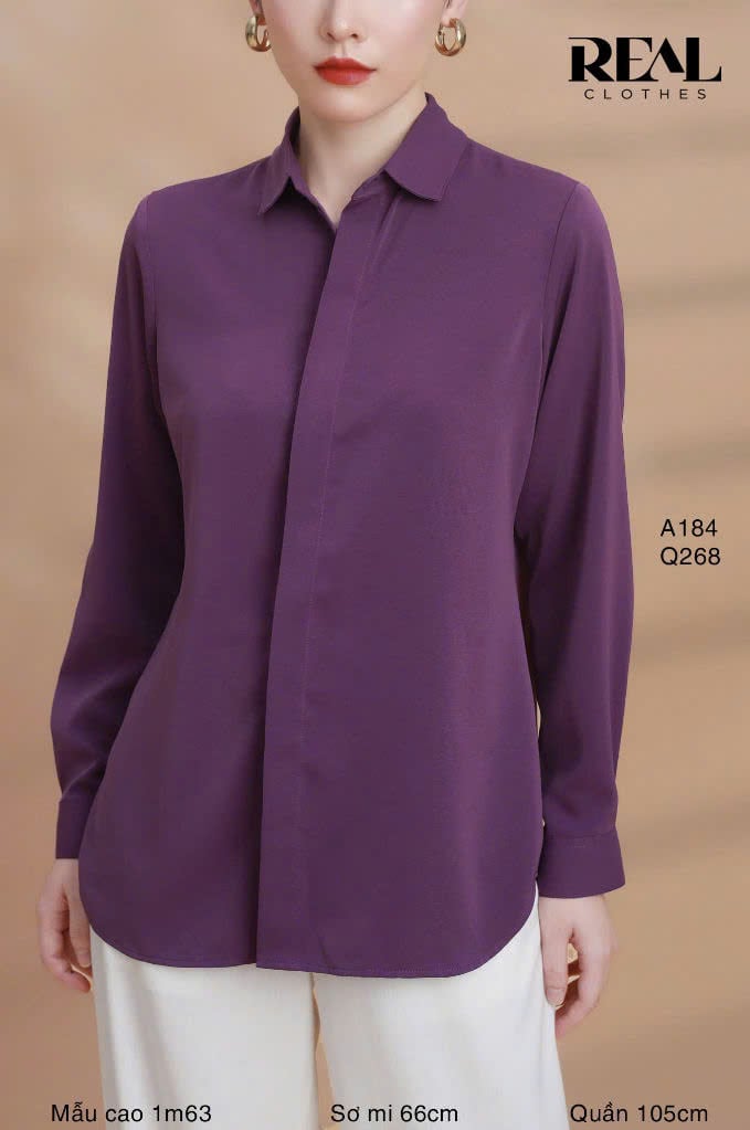 Sơ mi cổ mềm tím