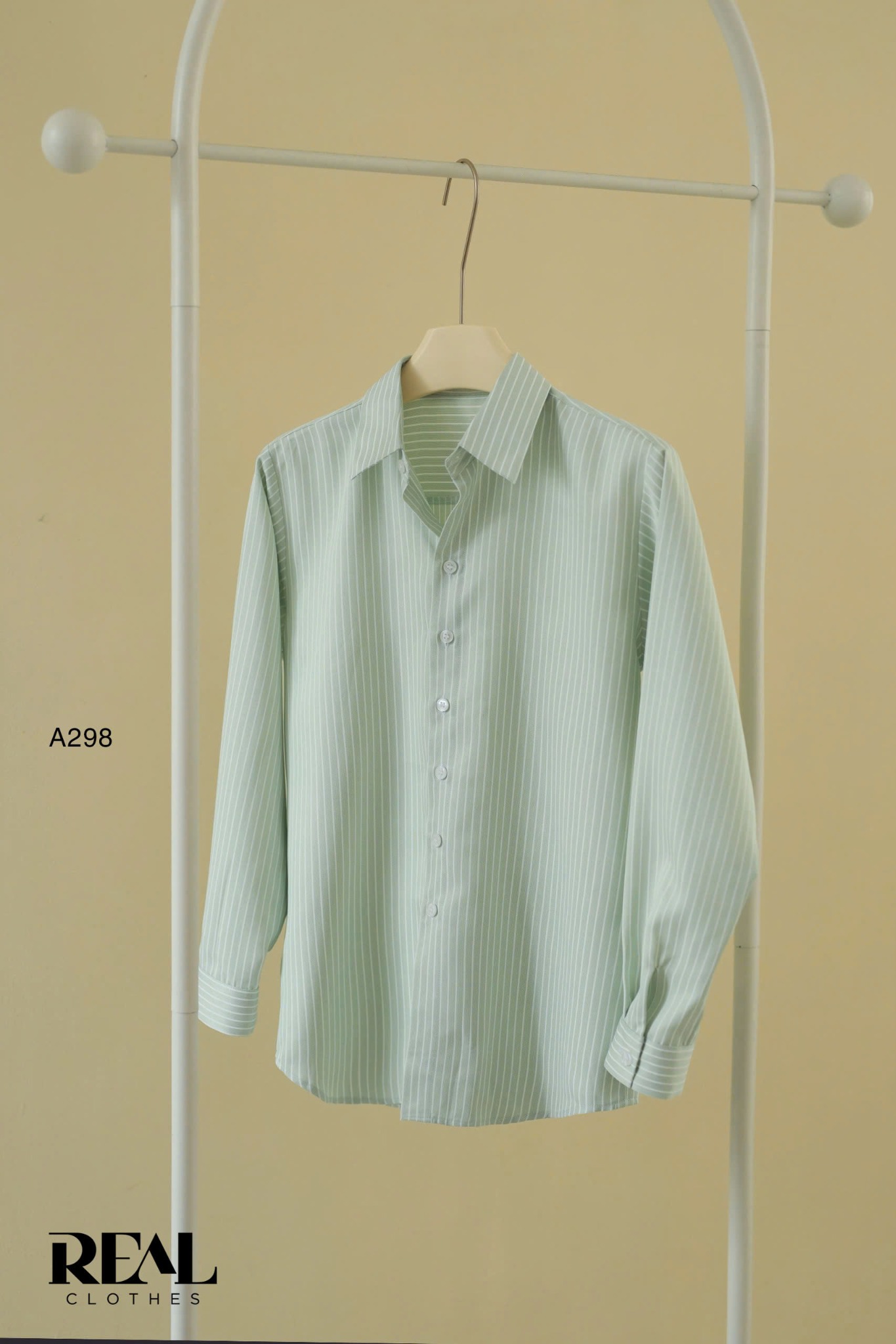 Sơ mi form rộng sọc mint