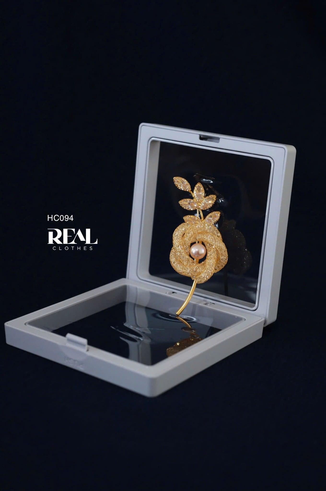 Cài áo Premium hoa hồng gold