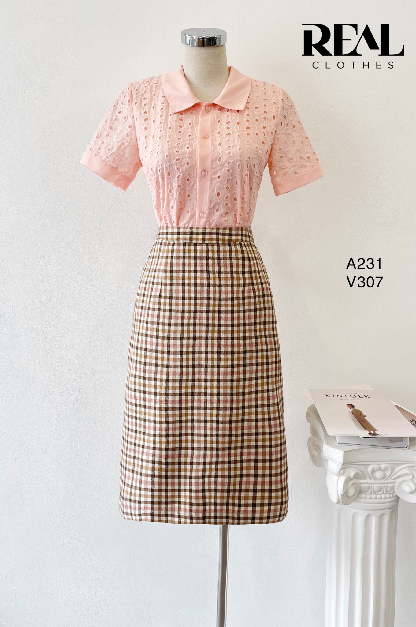 Váy Japan caro hồng SALE