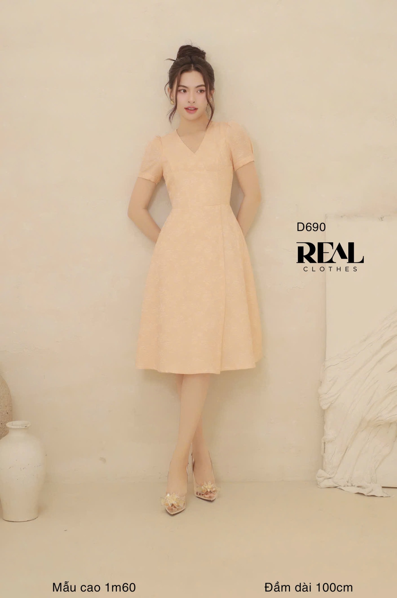 Đầm Kyo gấm cam SALE