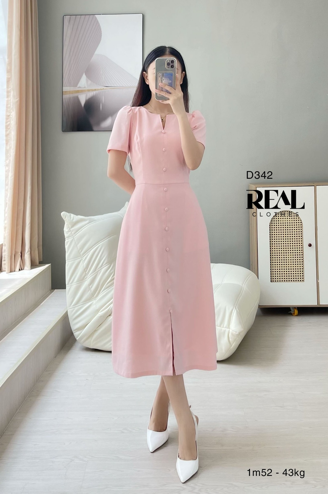 Đầm london linen hồng