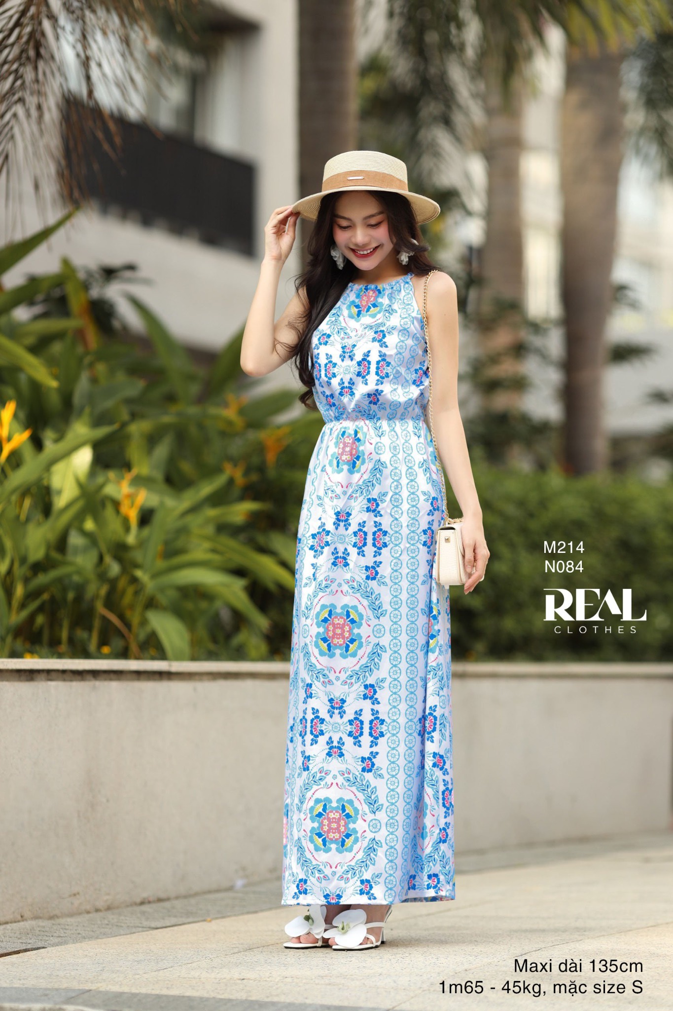 Maxi yếm hoa blue SALE